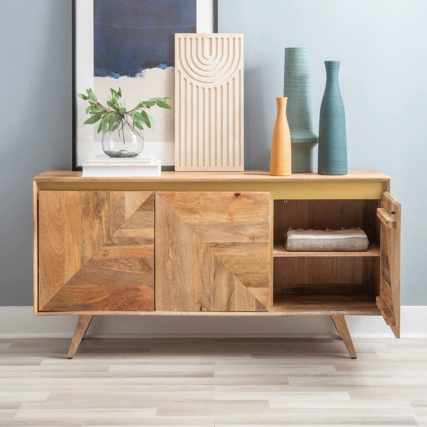 Best Pirce ๐ฅฐ Metal Powell Kyla 3-Drawer Console - Natural With Gold Accents ๐ - Image 4