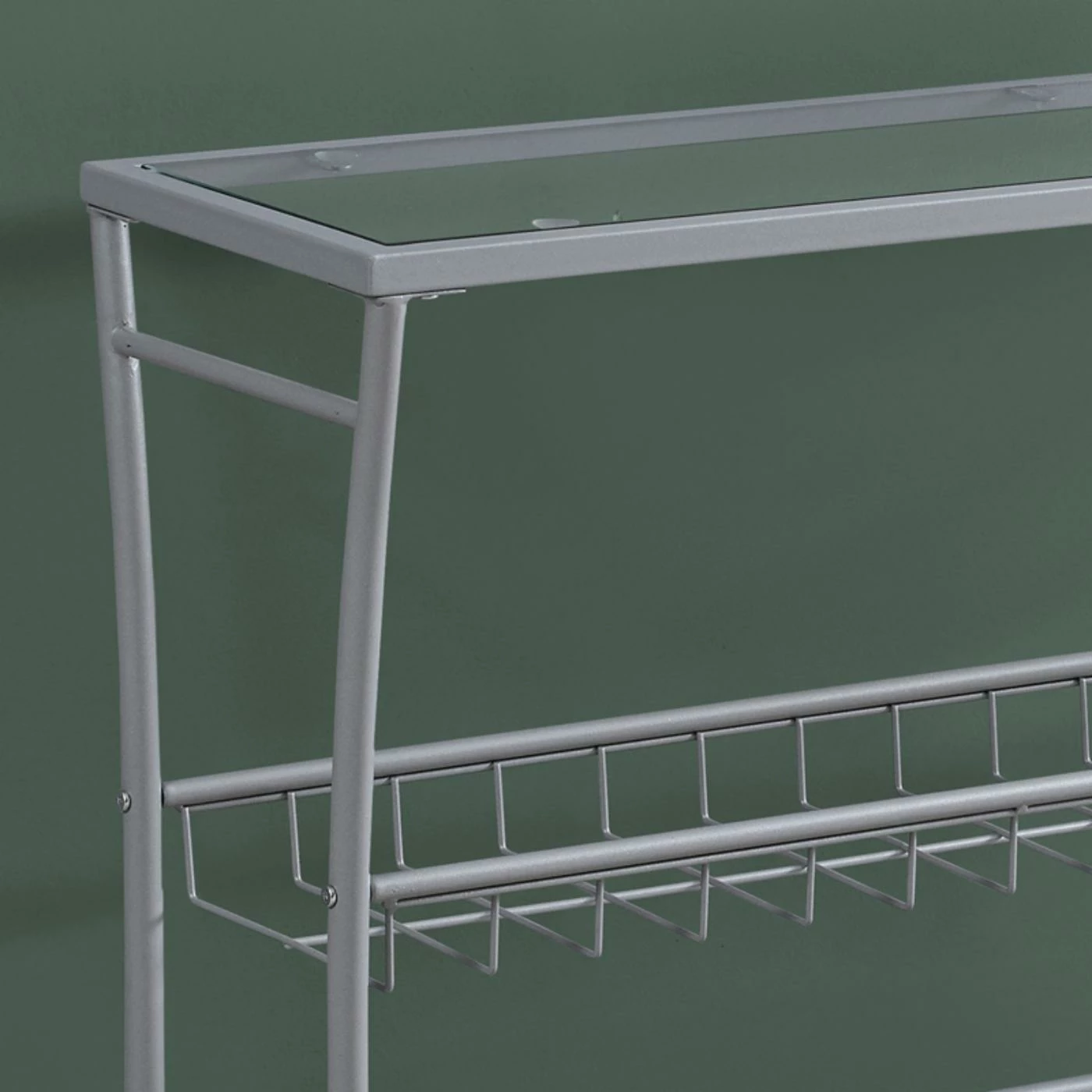 Buy 🎁 Metal Monarch Specialties Rectangular Glass Top Console Table With Basket Shelf ❤️ - Image 4