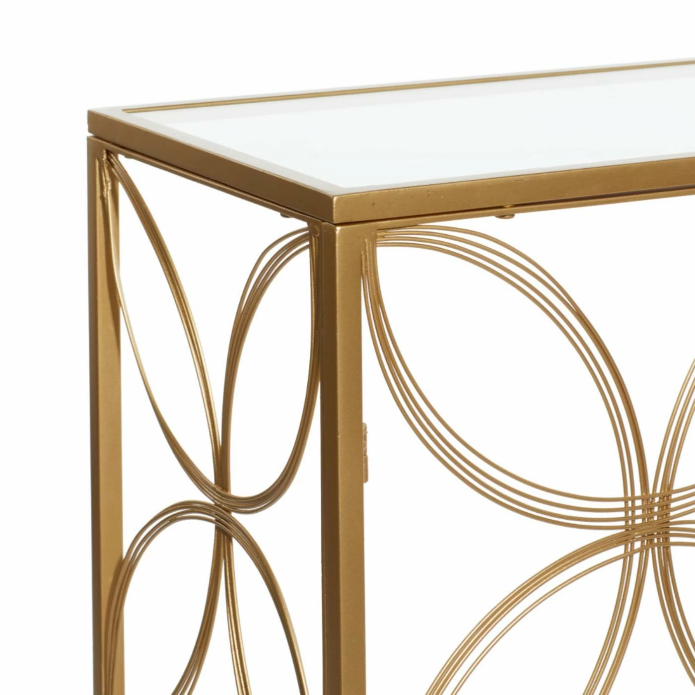 Discount ✔️ Metal DecMode Encased Tempered Glass Contemporary Console Table ✨ - Image 4