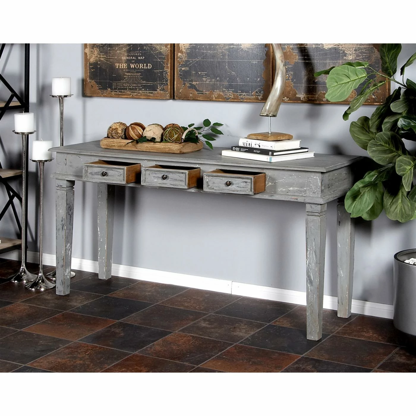 Coupon ๐ DecMode Rustic 3 Drawer Mahogany Wood Console Cabinet ๐งจ - Image 4