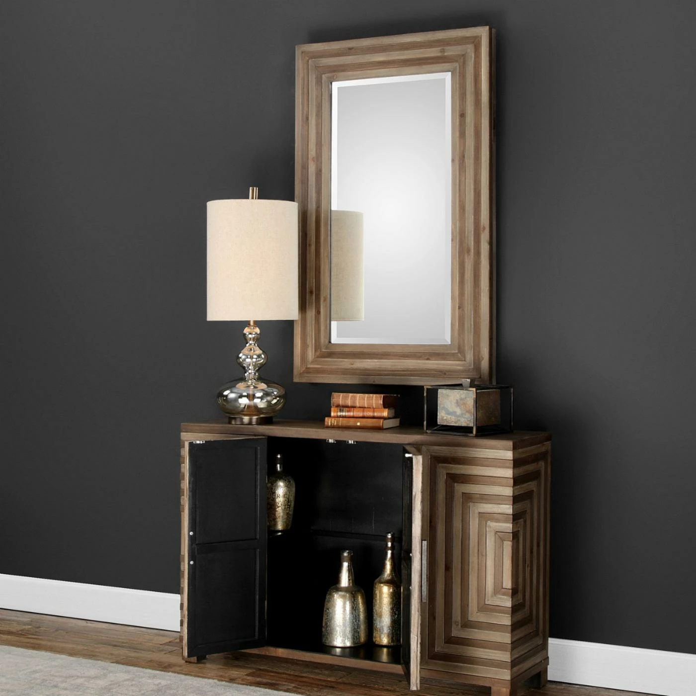 Budget 🔥 Wood Uttermost Layton Geometric Console Cabinet ✨ 4 Budget 🔥 Wood Uttermost Layton Geometric Console Cabinet ✨ - Image 4