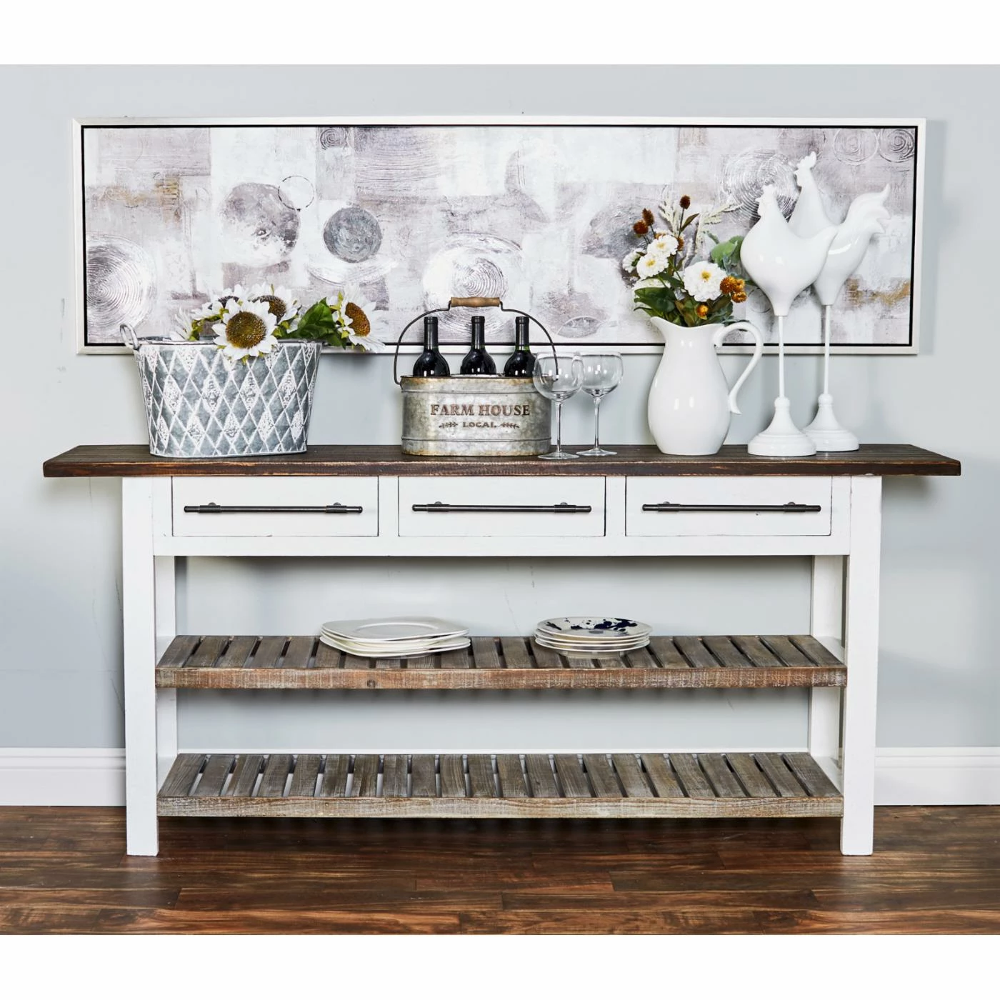 Buy π DecMode Traditional 3-Drawer Wooden Console Table π - Image 6