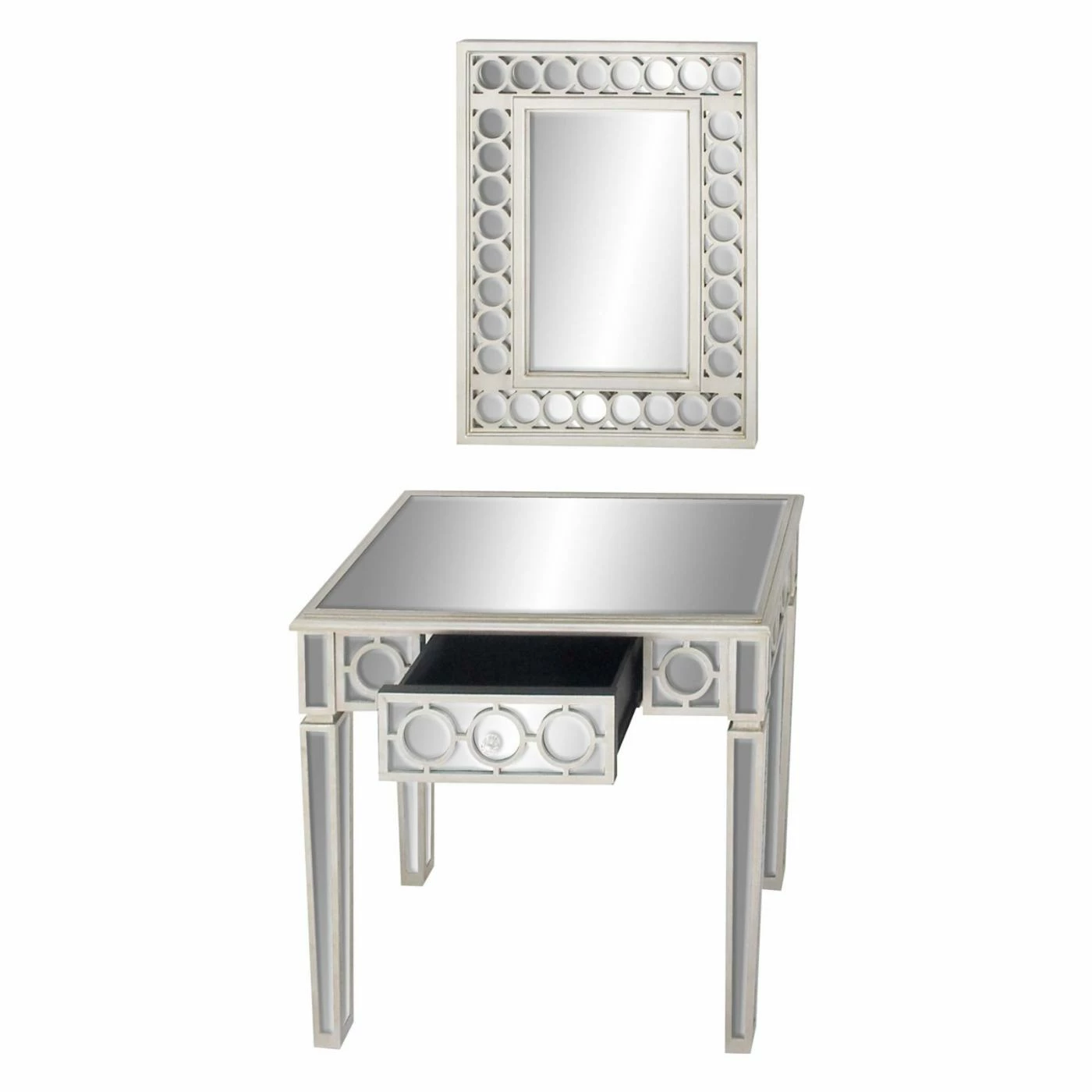 Best deal 👏 Metal DecMode Modern 2 Piece Wood And Glass Wall Mirror And Console Table Set 🎉 - Image 6