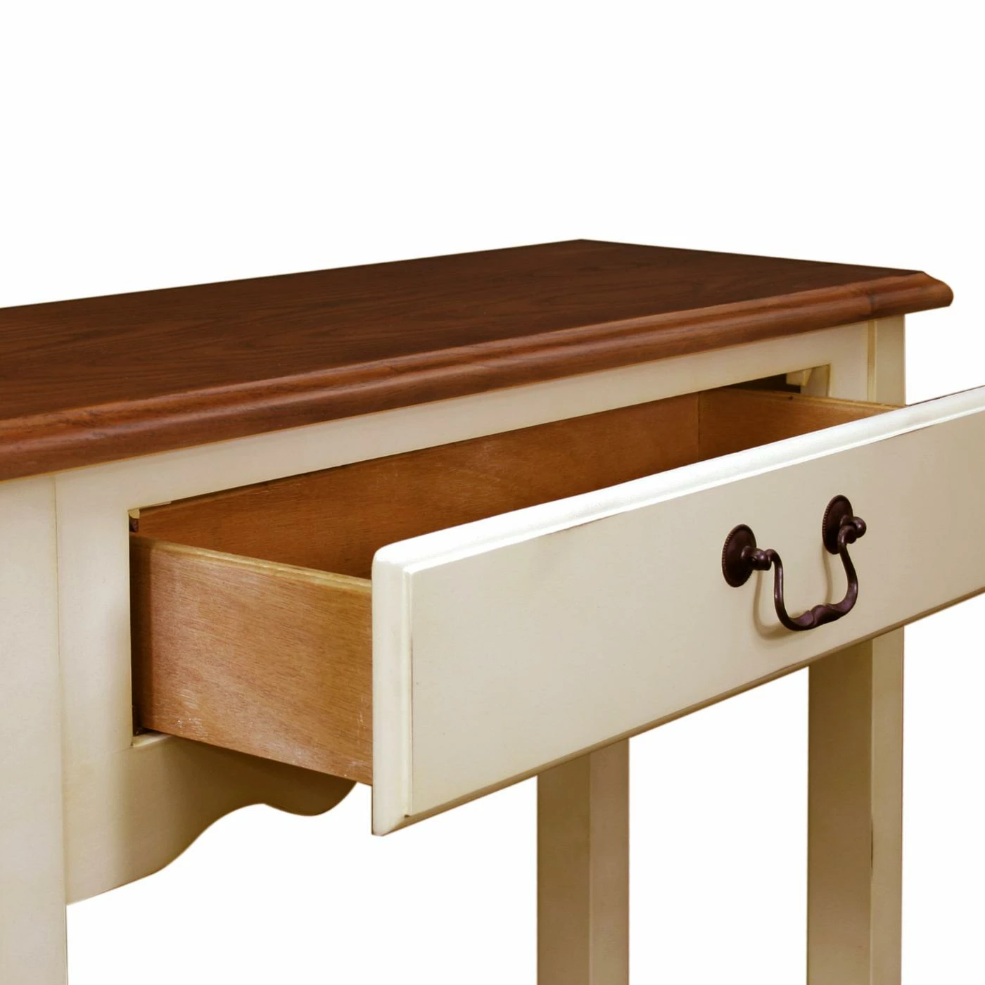 Outlet π Wood Leick Home One Drawer Wave Hall Console Table With Shelf, Ivory And Brown Cherry π - Image 6