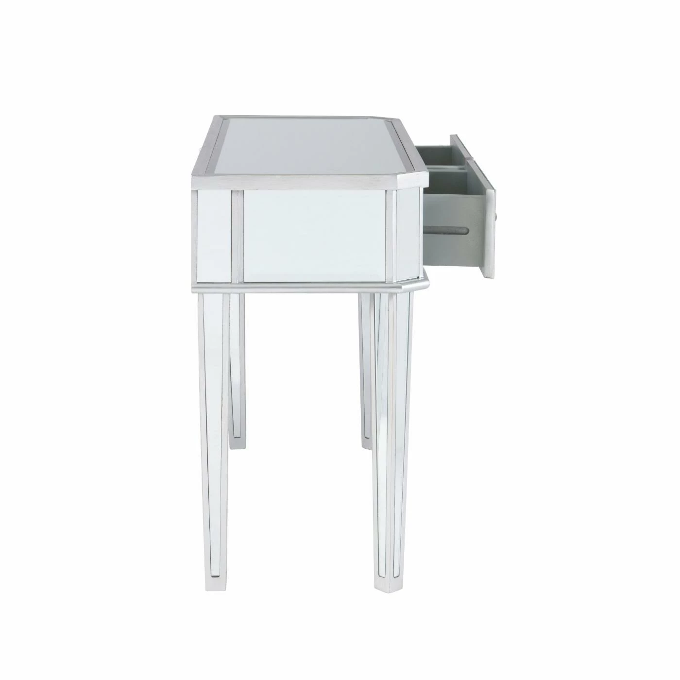 New π Powell Mirrored 2-Drawer Small Console - Mirrored Surfaces And Luxe Silver Wood π - Image 7