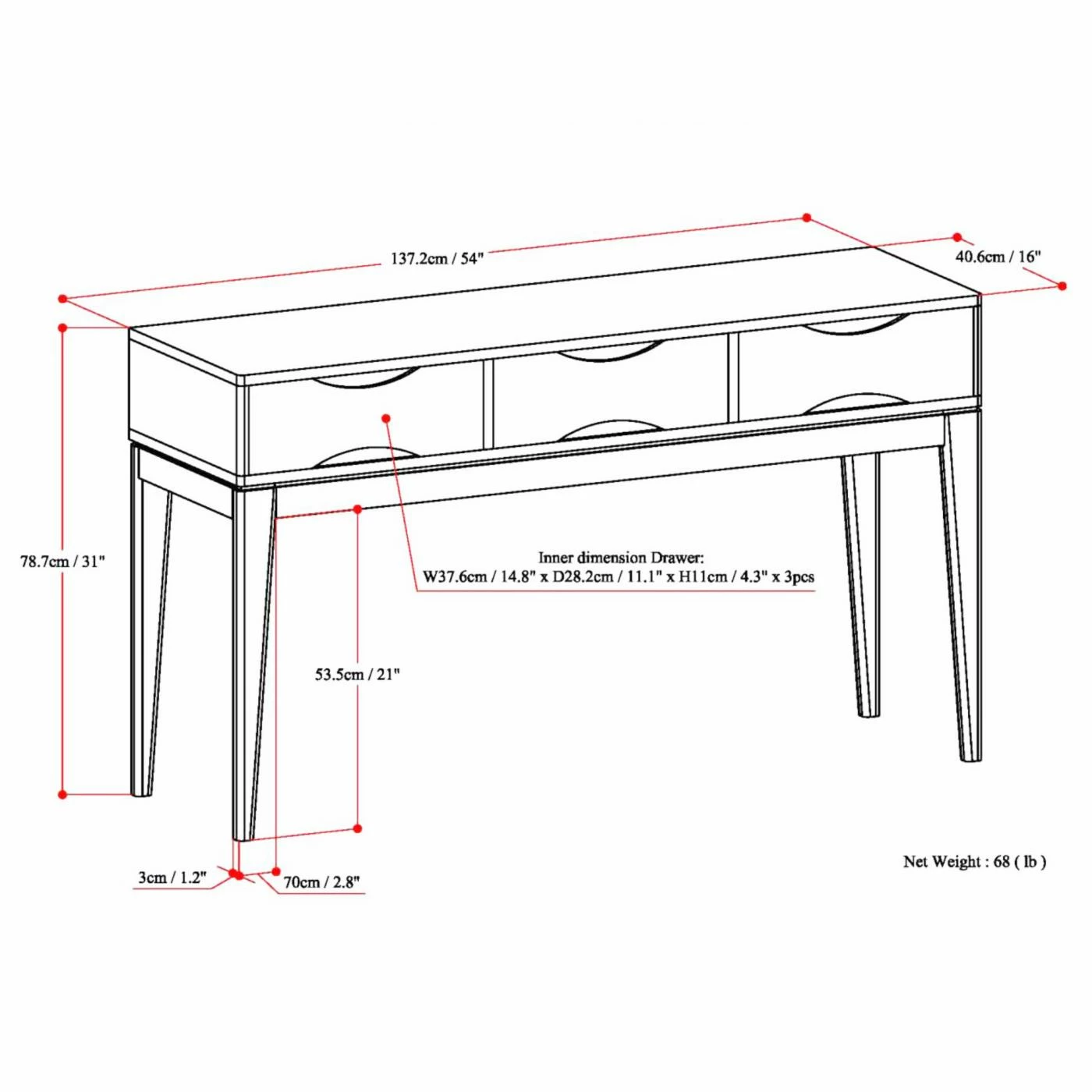 Hot Sale π HN Home Ando Mid-Century Modern Solid Hardwood Console Table π₯ - Image 7