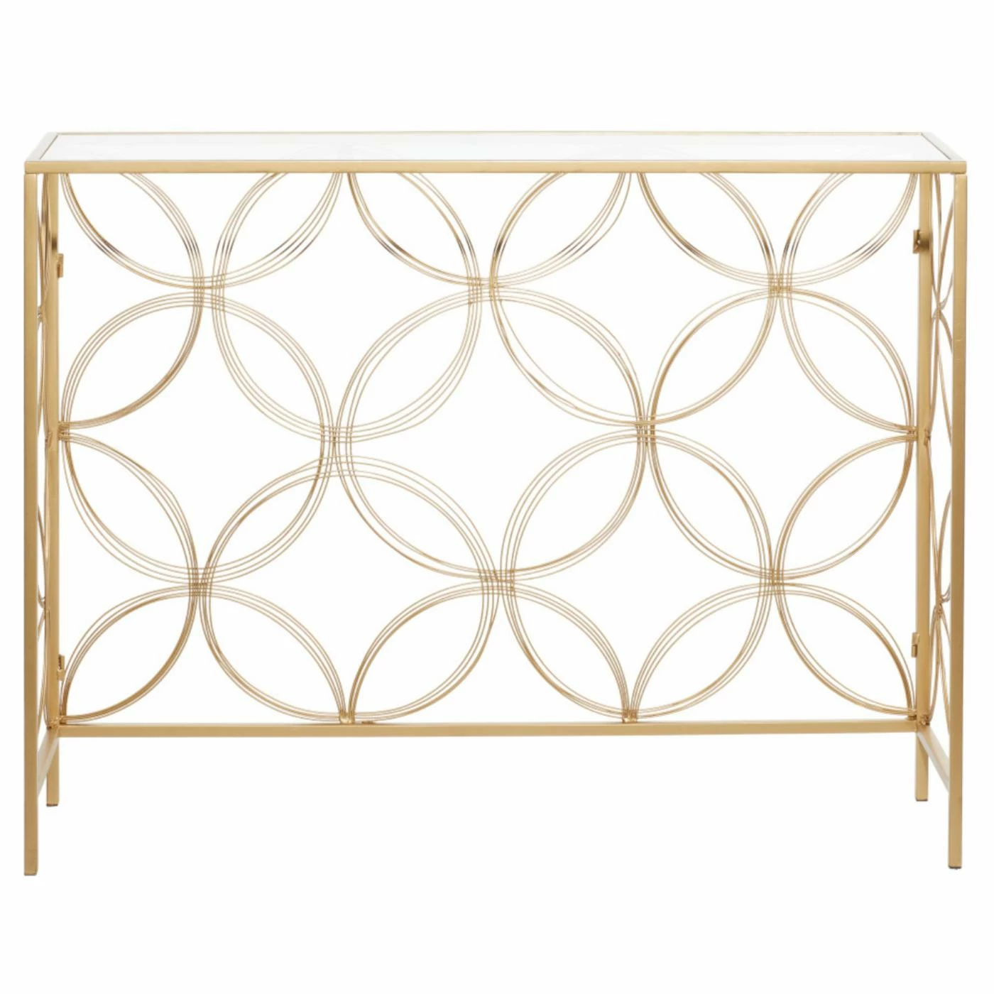Discount ✔️ Metal DecMode Encased Tempered Glass Contemporary Console Table ✨ - Image 7
