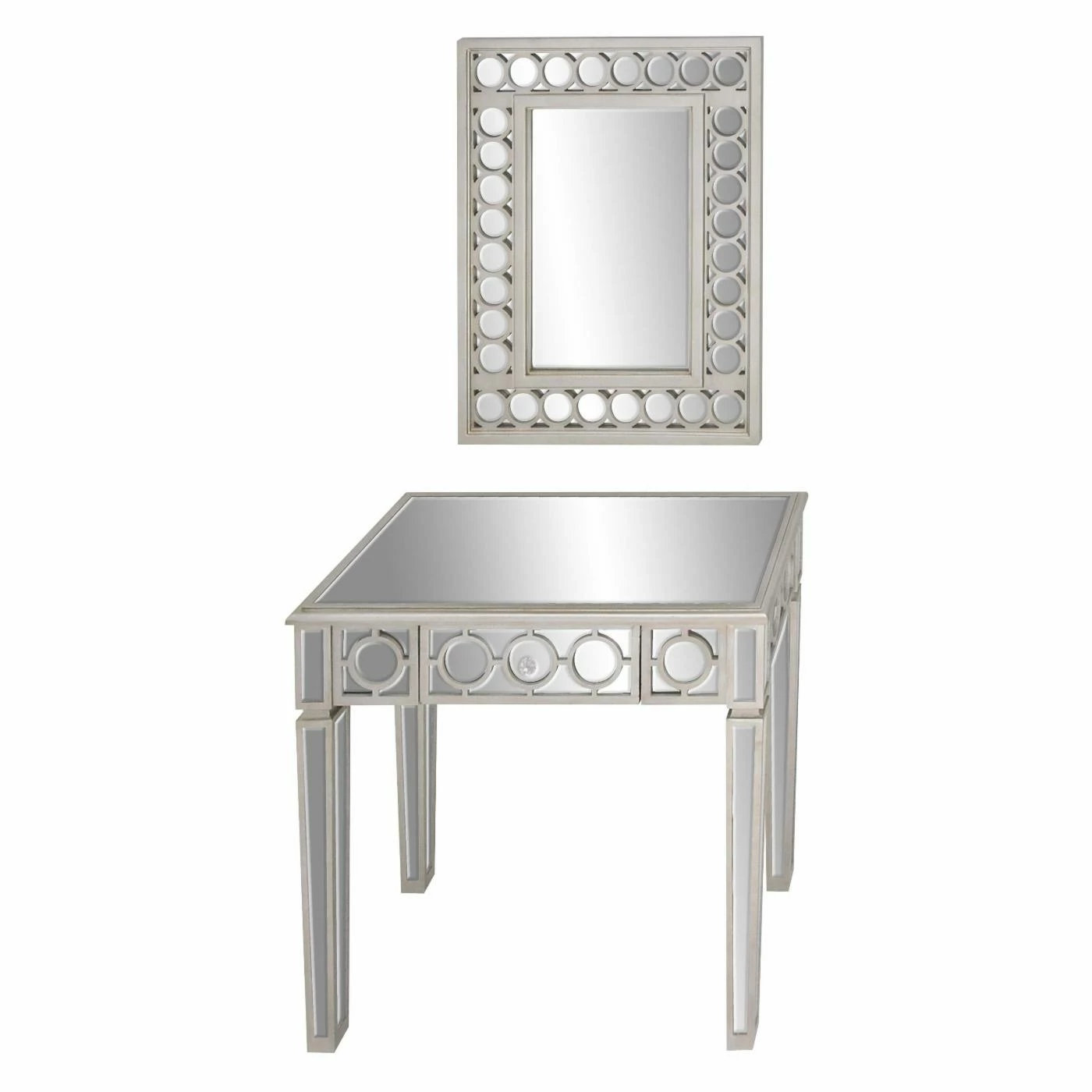 Best deal 👏 Metal DecMode Modern 2 Piece Wood And Glass Wall Mirror And Console Table Set 🎉 - Image 7