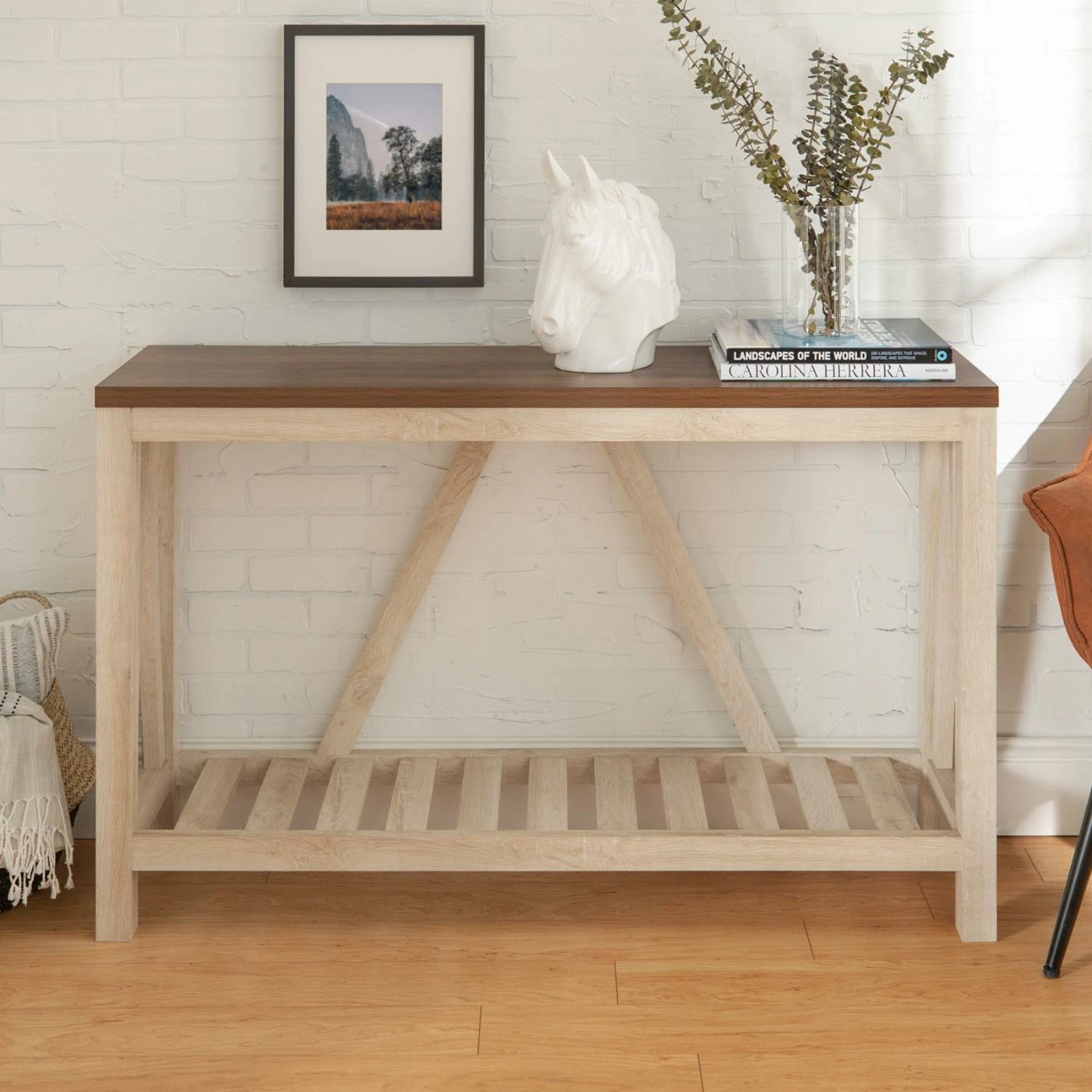 Coupon 👏 Wood HumbleNest Farmers Market 52 In. Rustic A-Frame Console Table 🔔 - Image 7