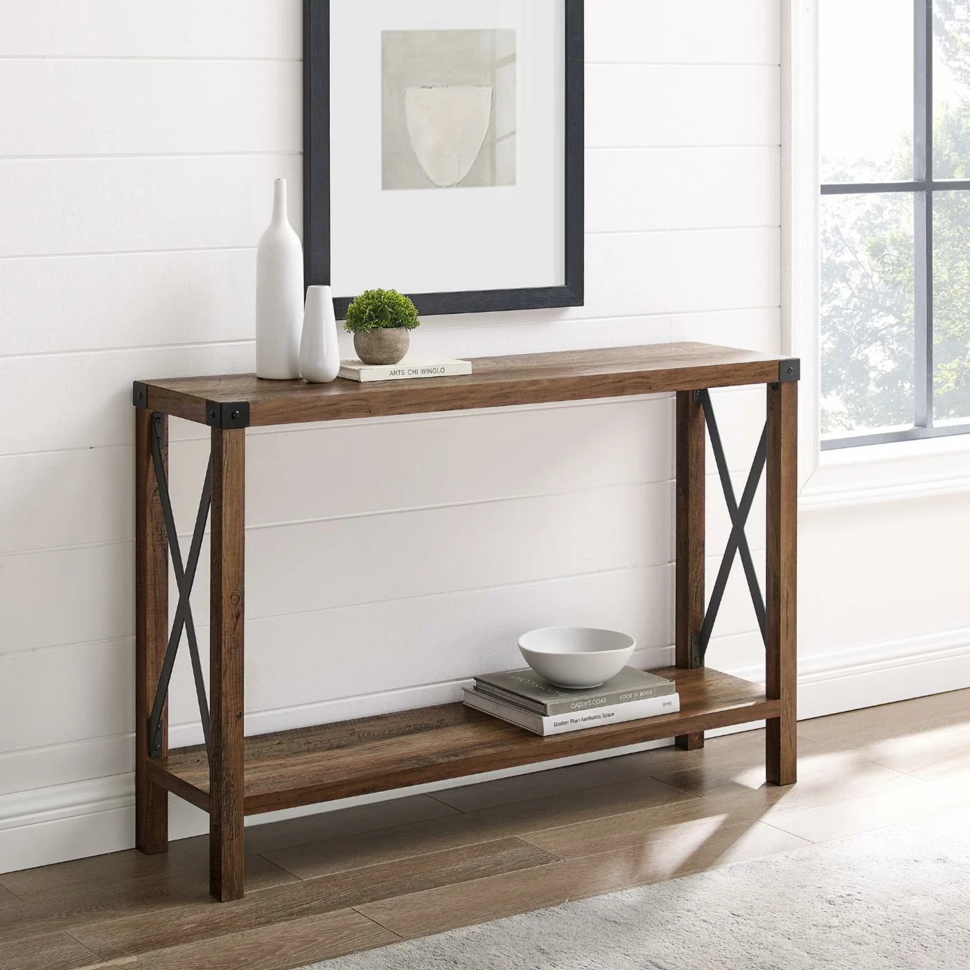 Promo π€© Wood HumbleNest Countryside Weathered Metal X Console Table β - Image 7