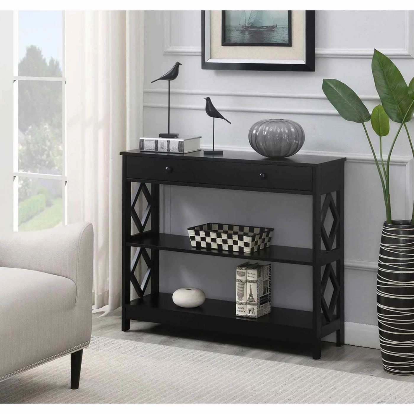 Budget 🎁 Wood Convenience Concepts Diamond 1 Drawer Console Table 👍 - Image 8