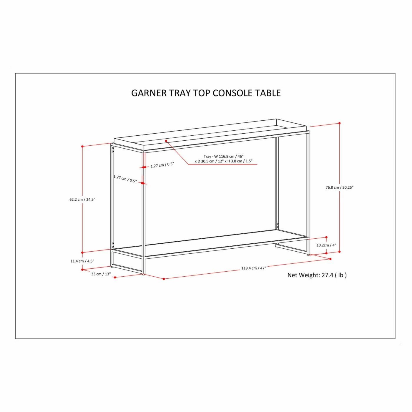 Outlet 🛒 Brooklyn & Max Metal Brooklyn + Max Colden Tray Top Console Table 🤩 - Image 7
