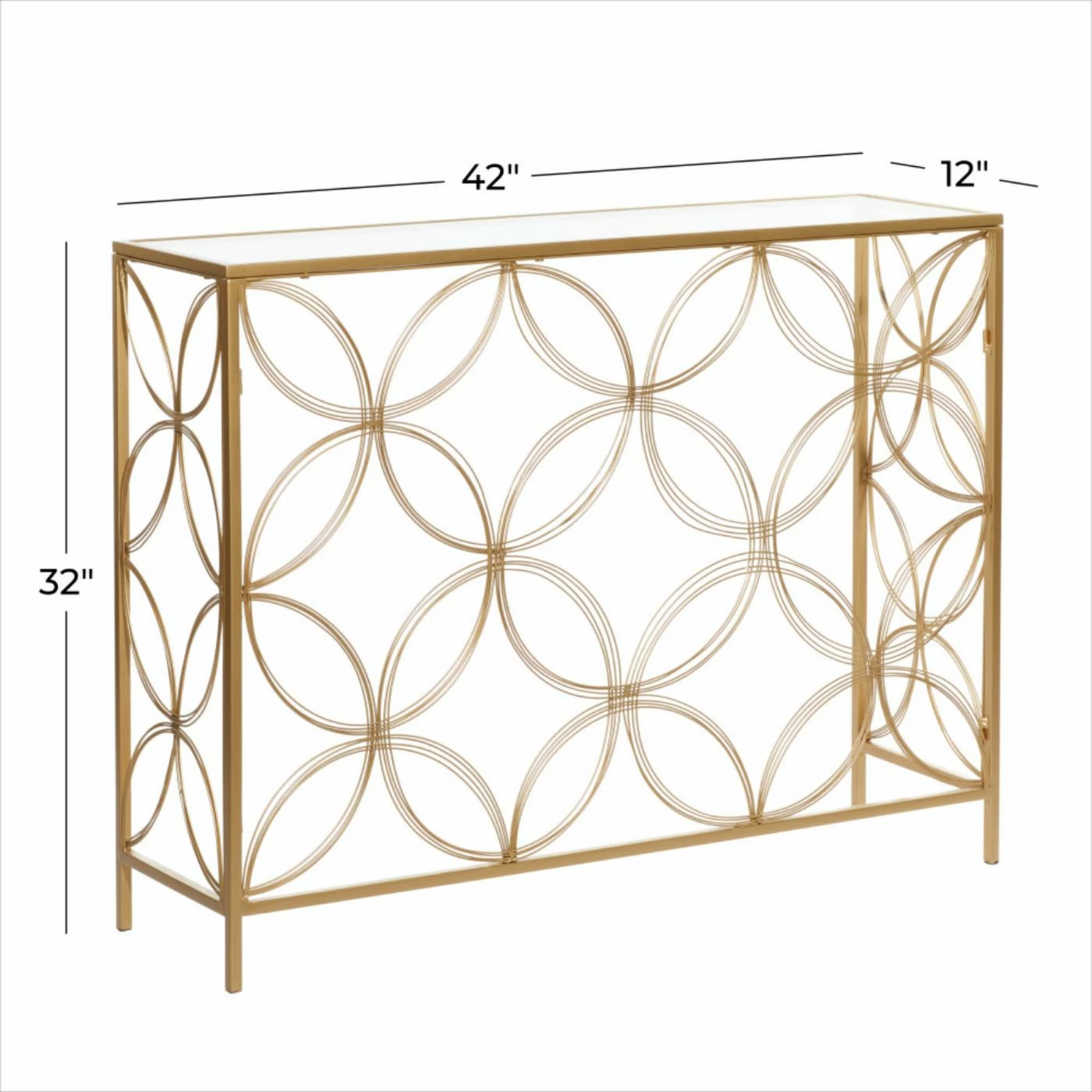 Discount ✔️ Metal DecMode Encased Tempered Glass Contemporary Console Table ✨ - Image 8