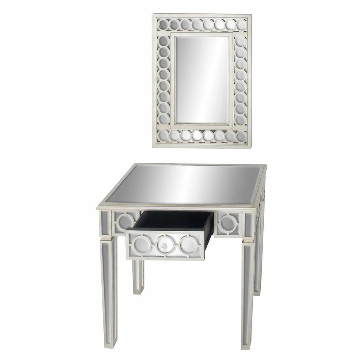 Best deal 👏 Metal DecMode Modern 2 Piece Wood And Glass Wall Mirror And Console Table Set 🎉 - Image 8