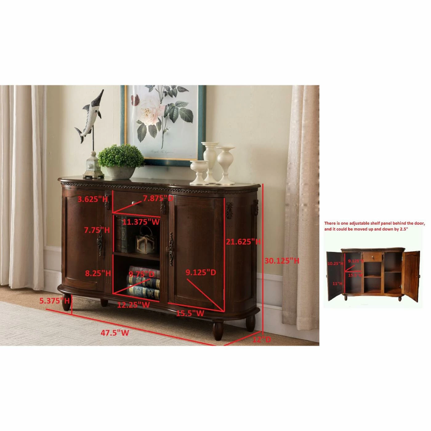 Budget 😍 K&B Furniture K&B Furniture C1299 47.5 In. Rectangle Wood Console Table 😀 - Image 3