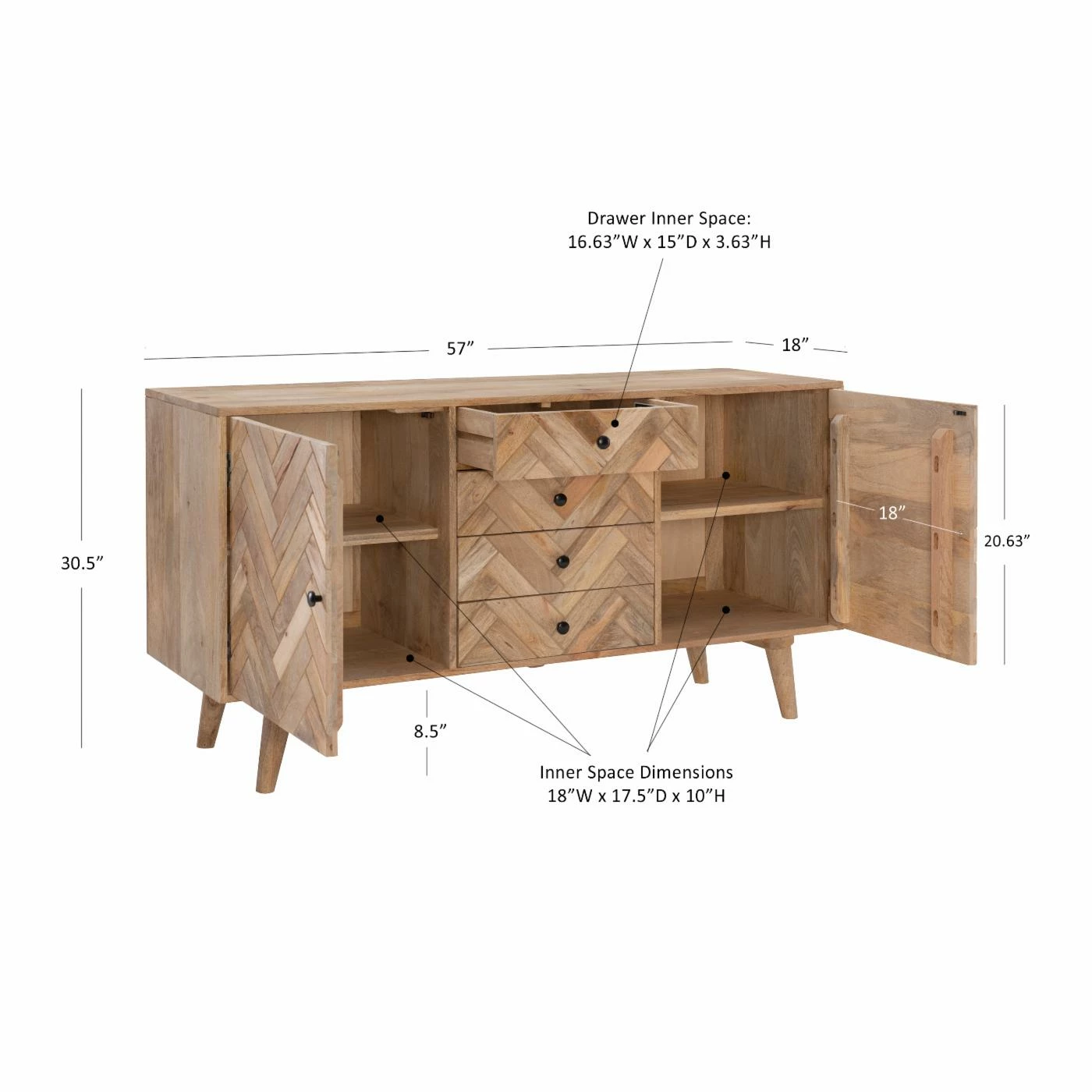 Cheap ๐ Wood Powell Darya 2-Door 3-Drawer Console - Natural ๐ - Image 10