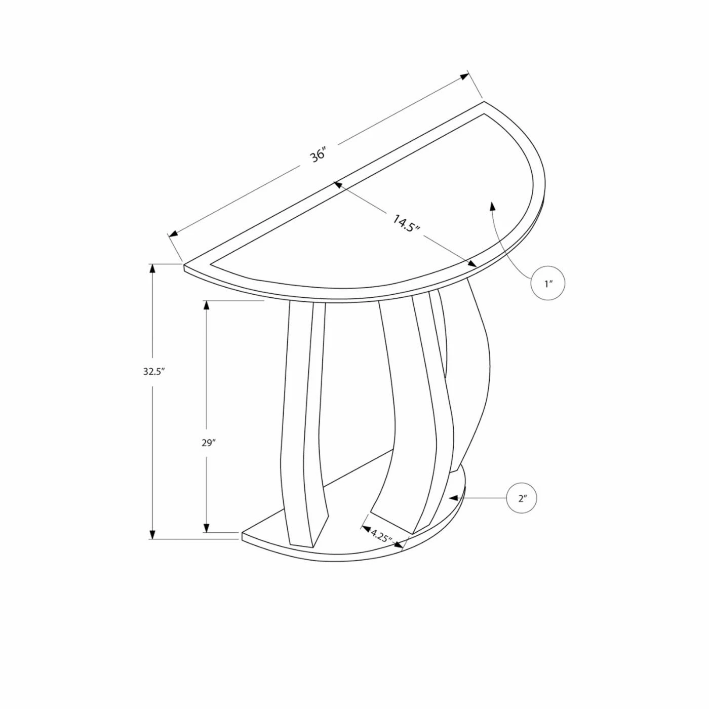Coupon 𧨠Glass Monarch Specialties 36 In. Crescent Console Table π₯ - Image 5