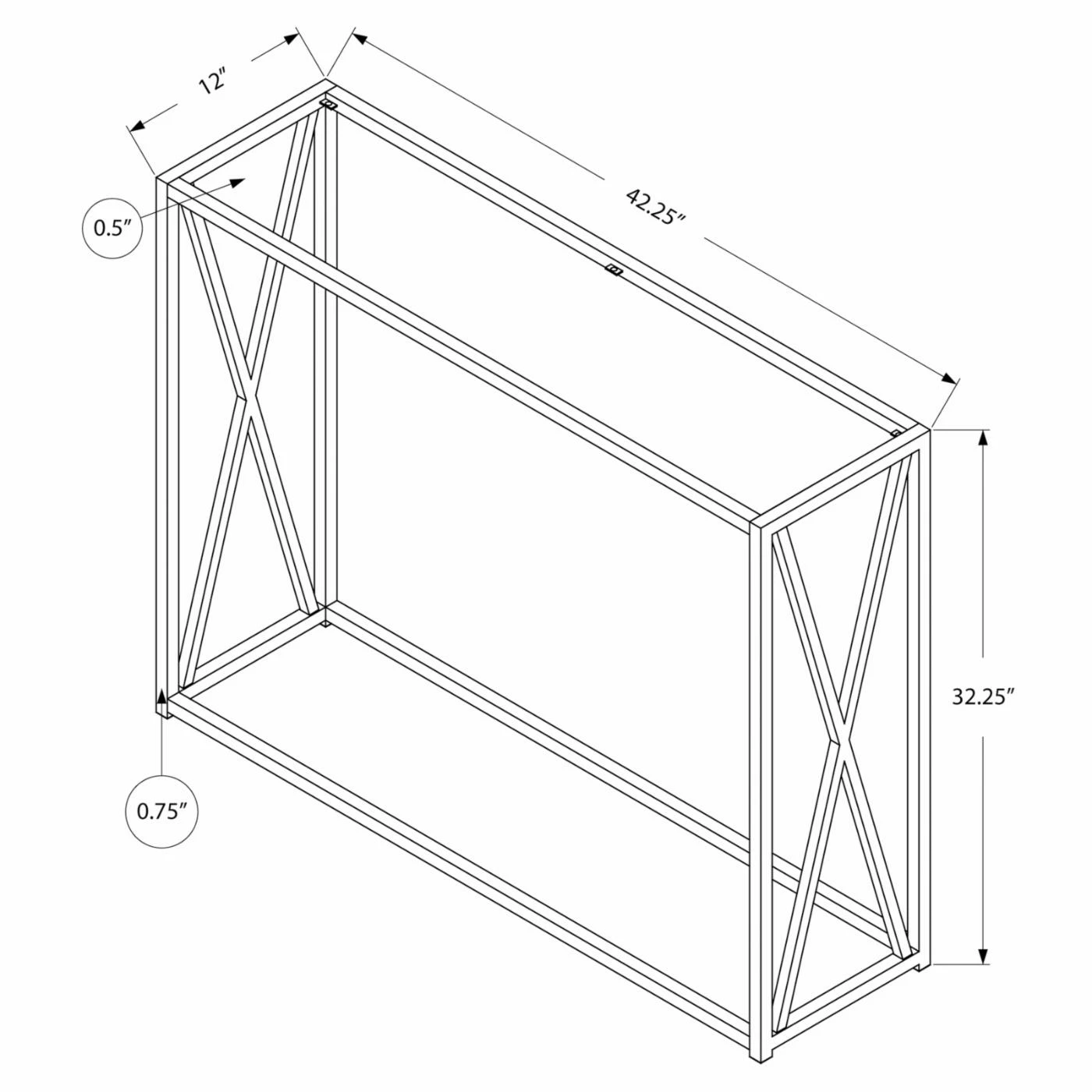 Best Pirce β€οΈ Metal Monarch Specialties Glass Top Console Table With Cross Legs π - Image 7
