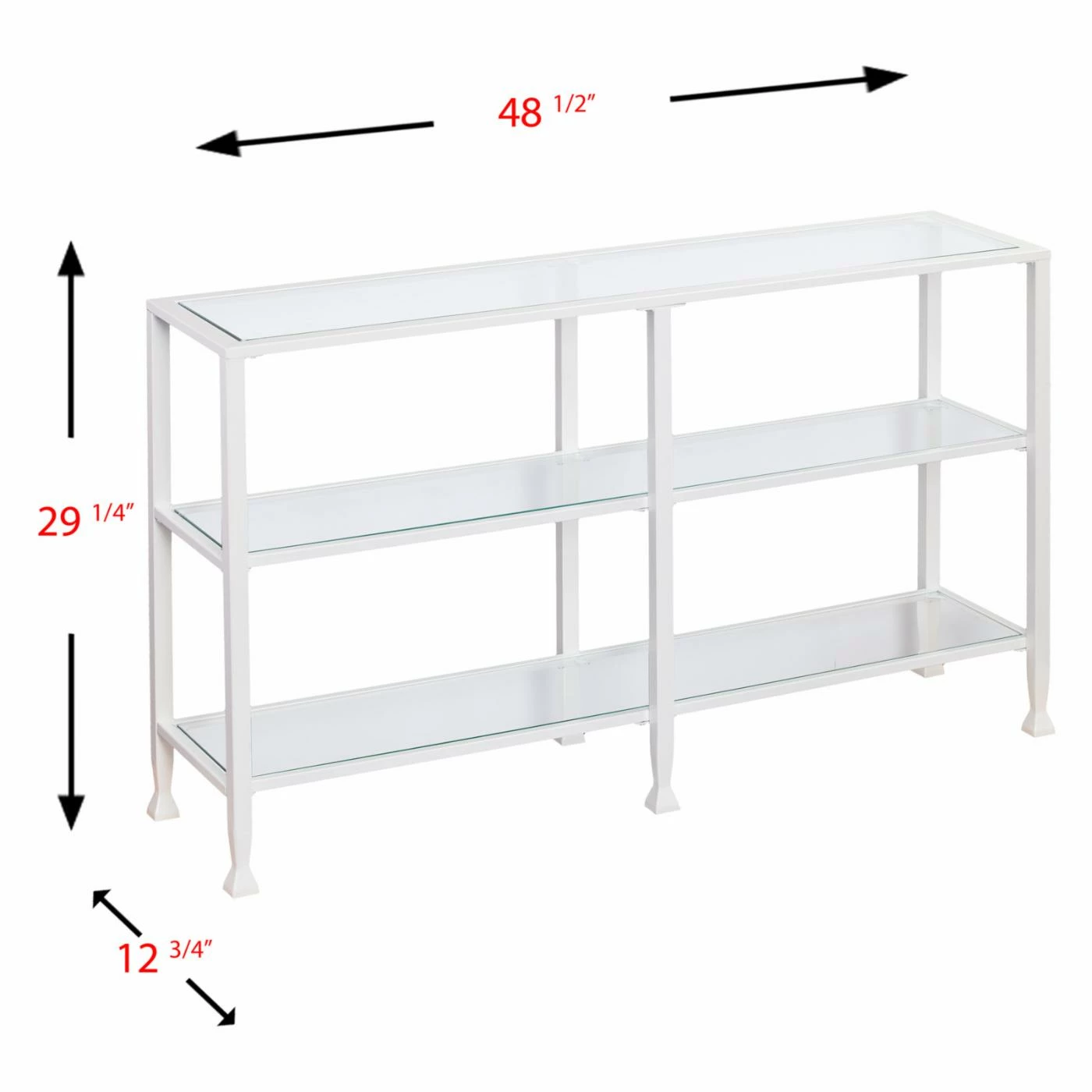 Outlet 😀 Southern Enterprises Jaymes Metal / Glass 3-Tier Console Table/Media Stand 👏 - Image 10