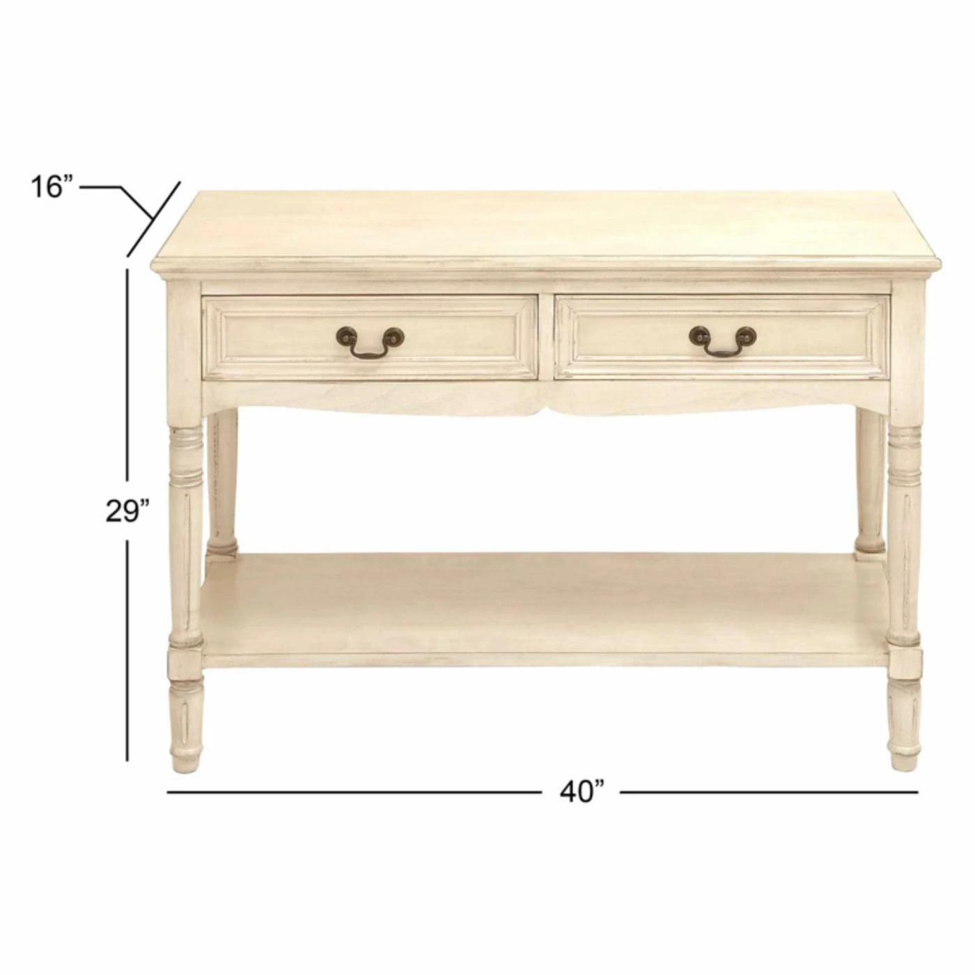 Best Sale π Wood DecMode 2 Drawer Console Table - Antique Ivory π― - Image 4