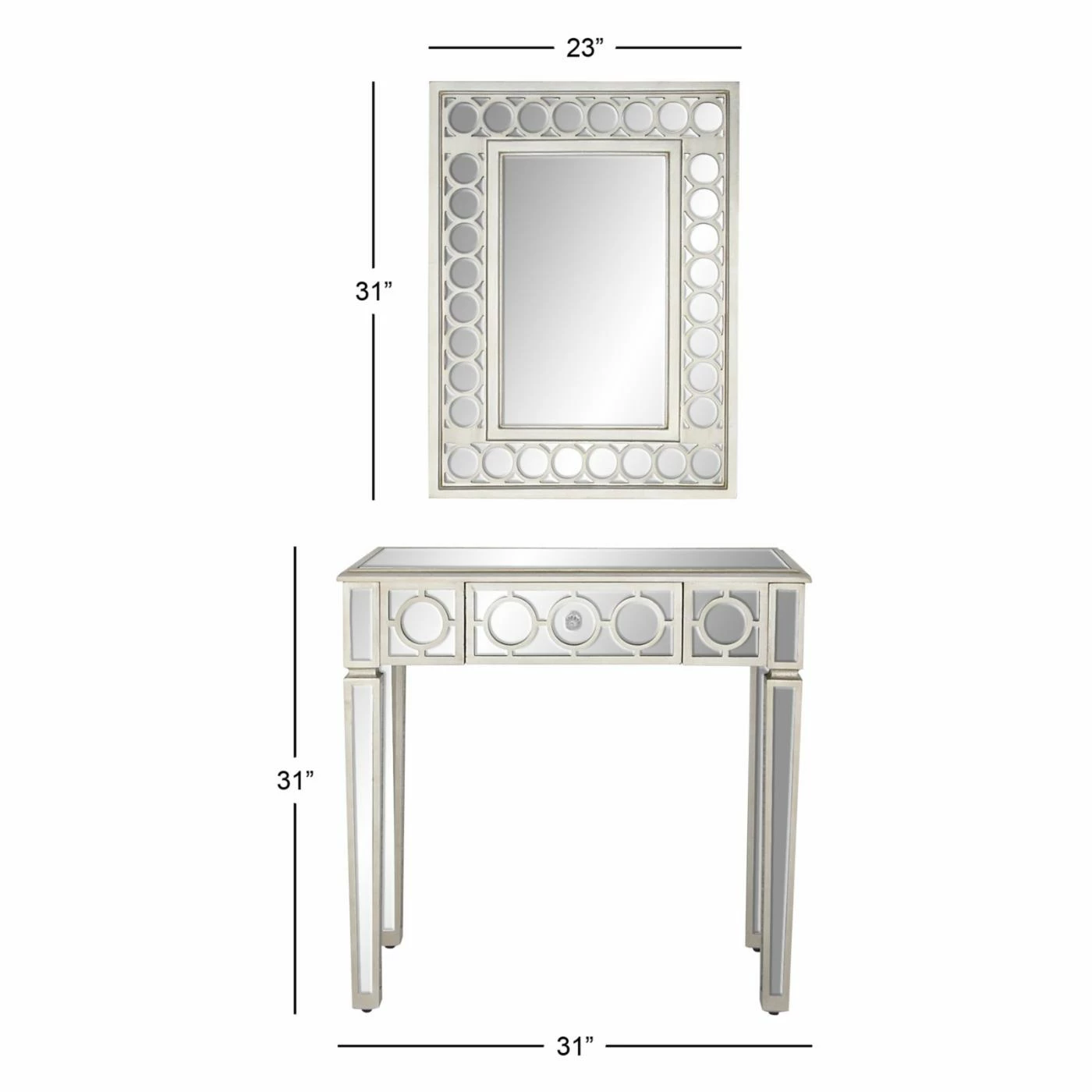 Best deal 👏 Metal DecMode Modern 2 Piece Wood And Glass Wall Mirror And Console Table Set 🎉 - Image 10