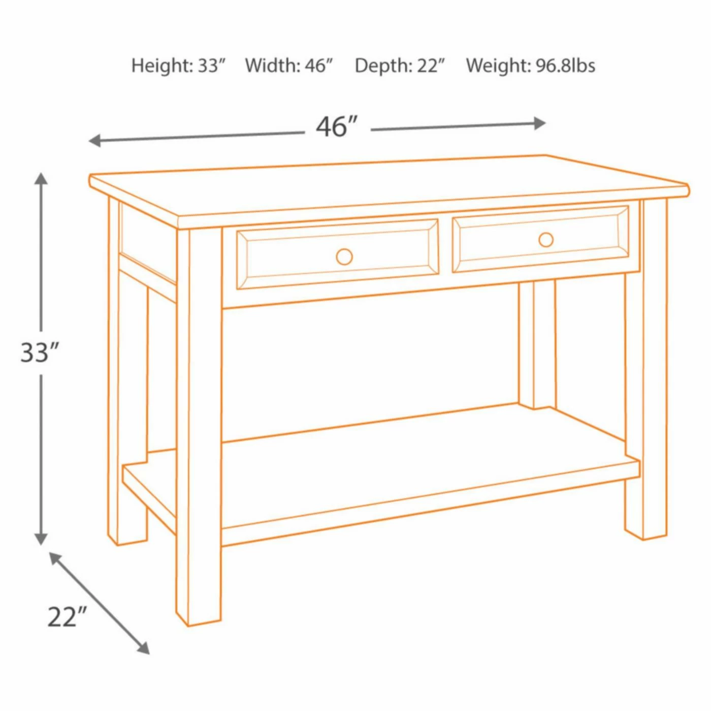 Discount 😍 Wood Signature Design By Ashley Tyler Creek Rectangular 2 Drawer Sofa Table 🎉 3 Discount 😍 Wood Signature Design By Ashley Tyler Creek Rectangular 2 Drawer Sofa Table 🎉 - Image 3