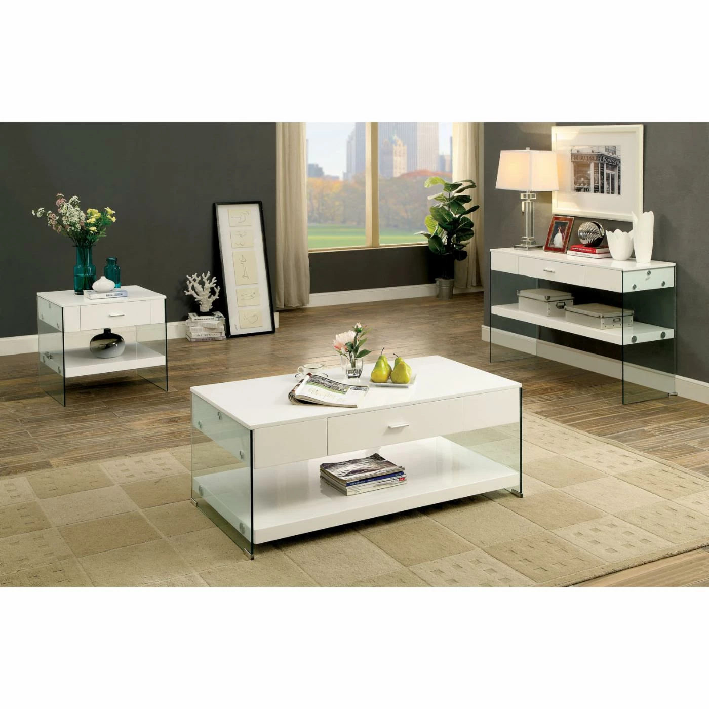 Deals π Glass Furniture Of America Harkins Contemporary Style Single Drawer Sofa Table π₯ - Image 3