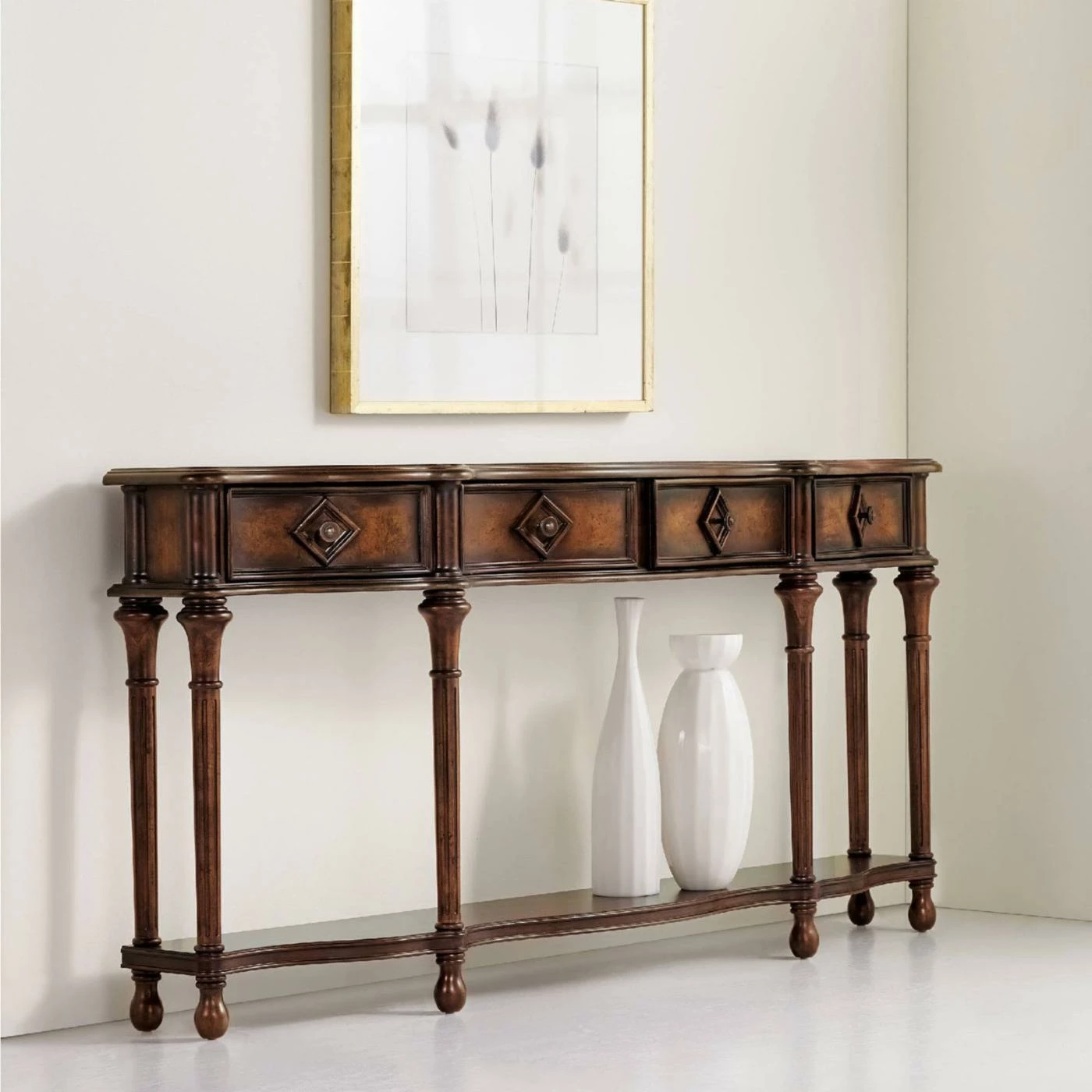 Budget π Wood Hooker Furniture Hall Rectangular 4 Drawer Console Table 𧨠- Image 3