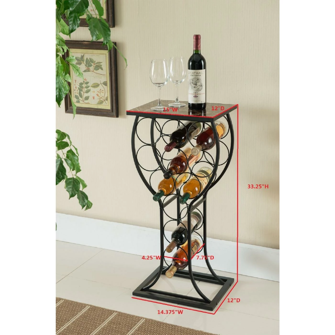 New ๐ฏ Metal K And B Furniture Minimalist Consoles Table With Wine Rack ๐ - Image 3