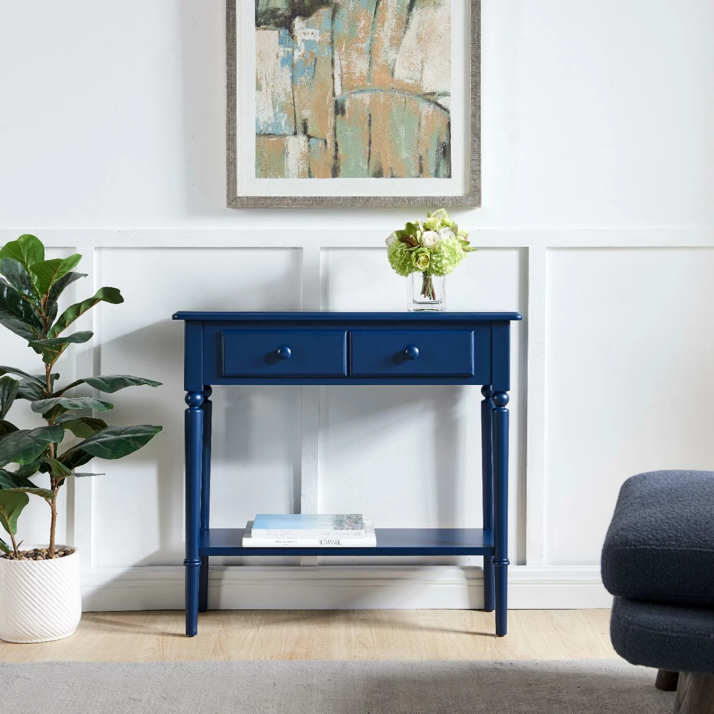 Cheapest β Wood Leick Home Coastal Hall Console Table With Drawer Storage, Navy Blue π - Image 3