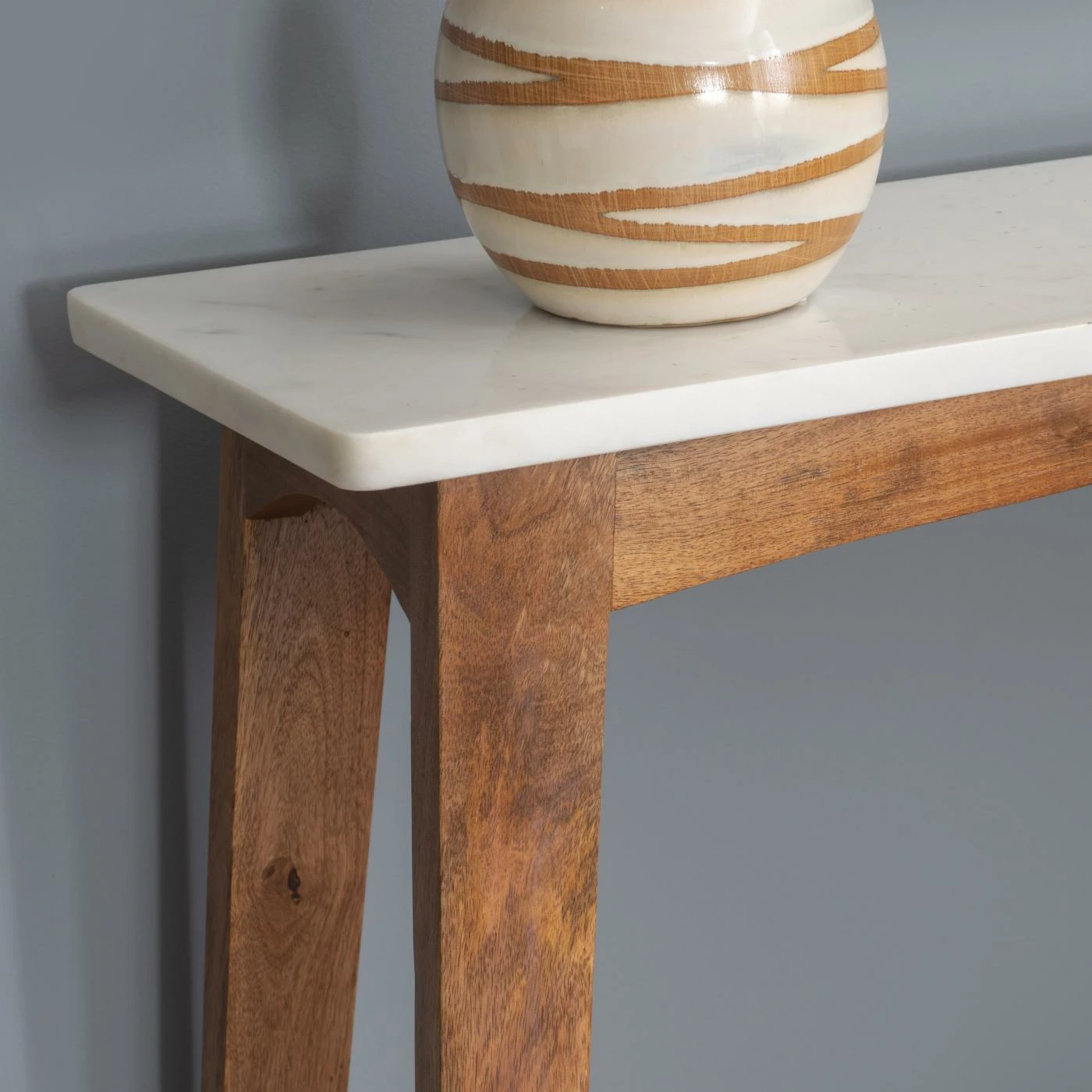 Best reviews of ✔️ Wood Powell Rainier Console - Brown With White Marble Top ⭐ - Image 3