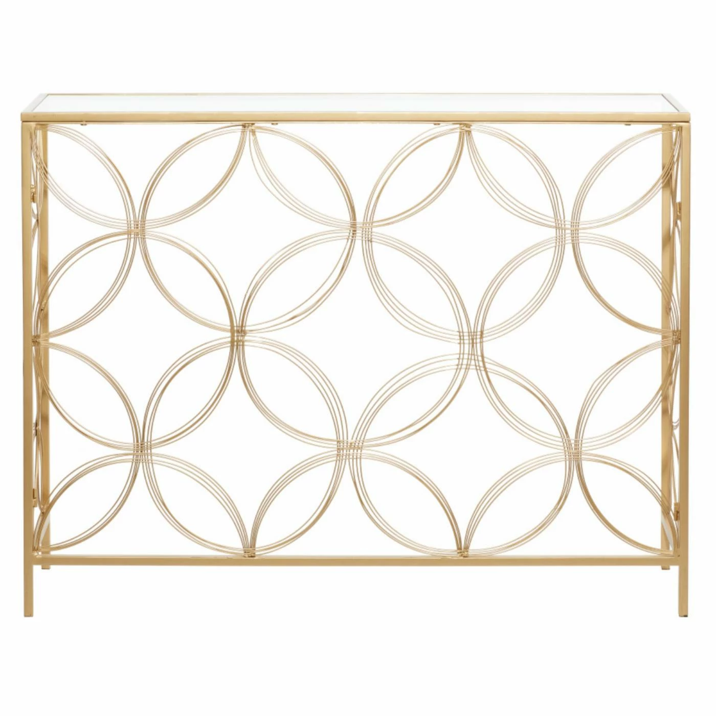 Discount ✔️ Metal DecMode Encased Tempered Glass Contemporary Console Table ✨ - Image 3
