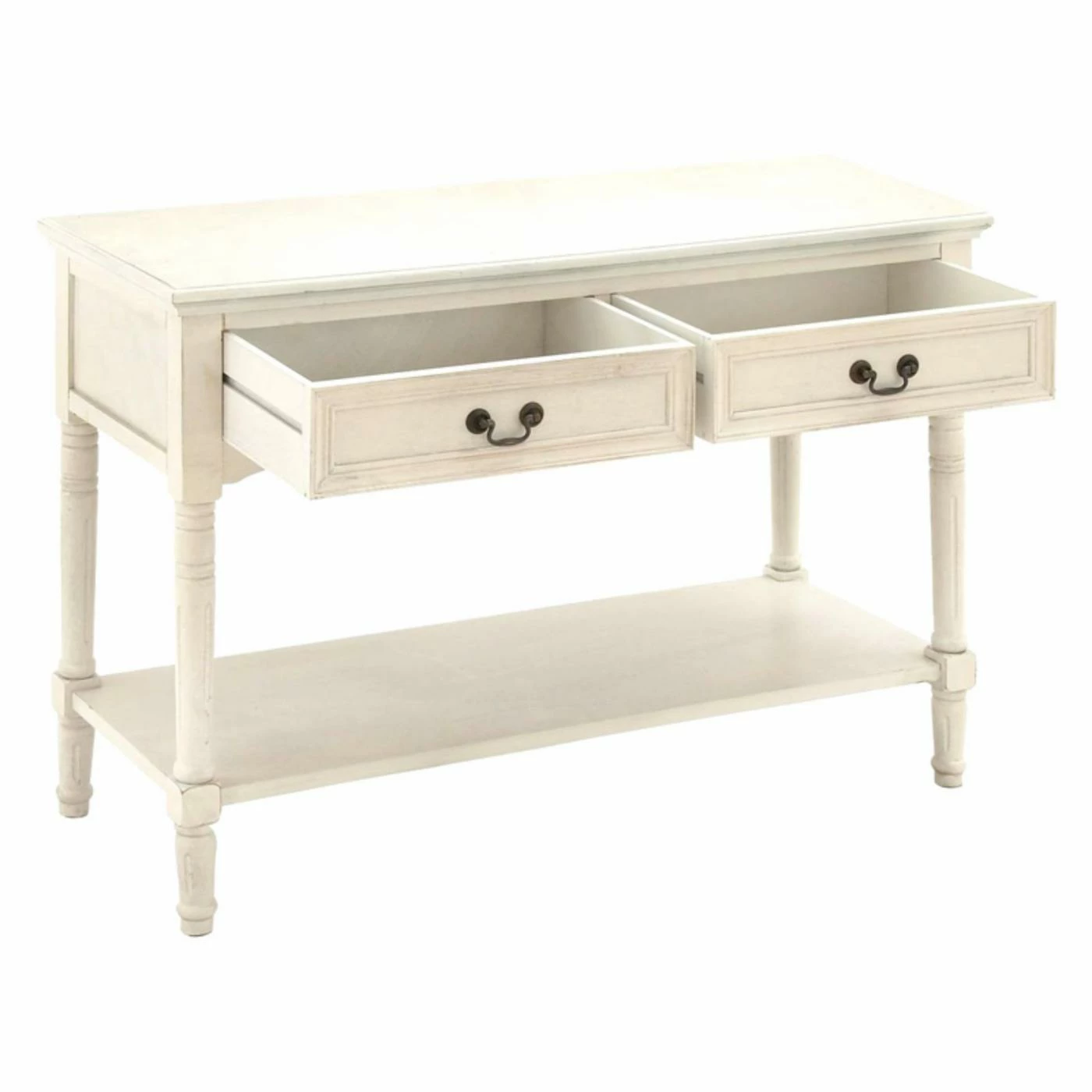 Best Sale π Wood DecMode 2 Drawer Console Table - Antique Ivory π― - Image 3