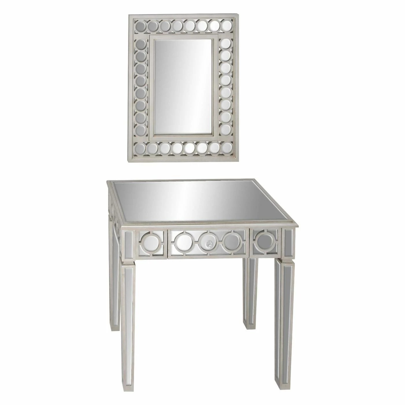 Best deal 👏 Metal DecMode Modern 2 Piece Wood And Glass Wall Mirror And Console Table Set 🎉 - Image 3