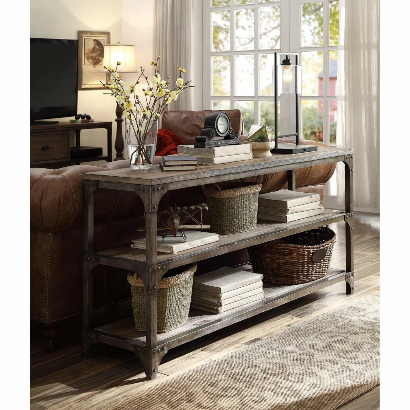Top 10 π Metal Acme Furniture Gorden Weathered Oak And Antique Silver Console Table β - Image 2