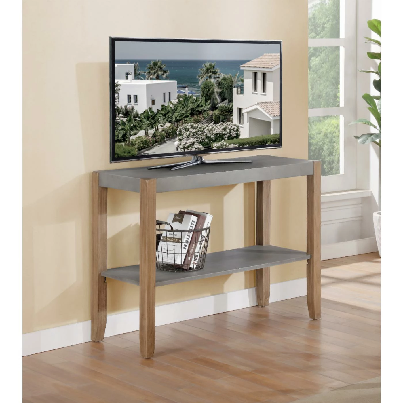 Flash Sale ๐ฏ Alaterre Furniture Newport Faux Concrete And Wood Sofa/TV Console Table With Shelf ๐ 2 Flash Sale ๐ฏ Alaterre Furniture Newport Faux Concrete And Wood Sofa/TV Console Table With Shelf ๐ - Image 2