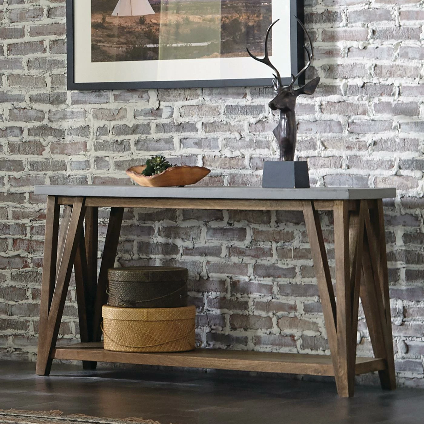 Wholesale β€οΈ Alaterre Furniture Brookside Wood With Concrete-Coating Console/Media Table π - Image 2