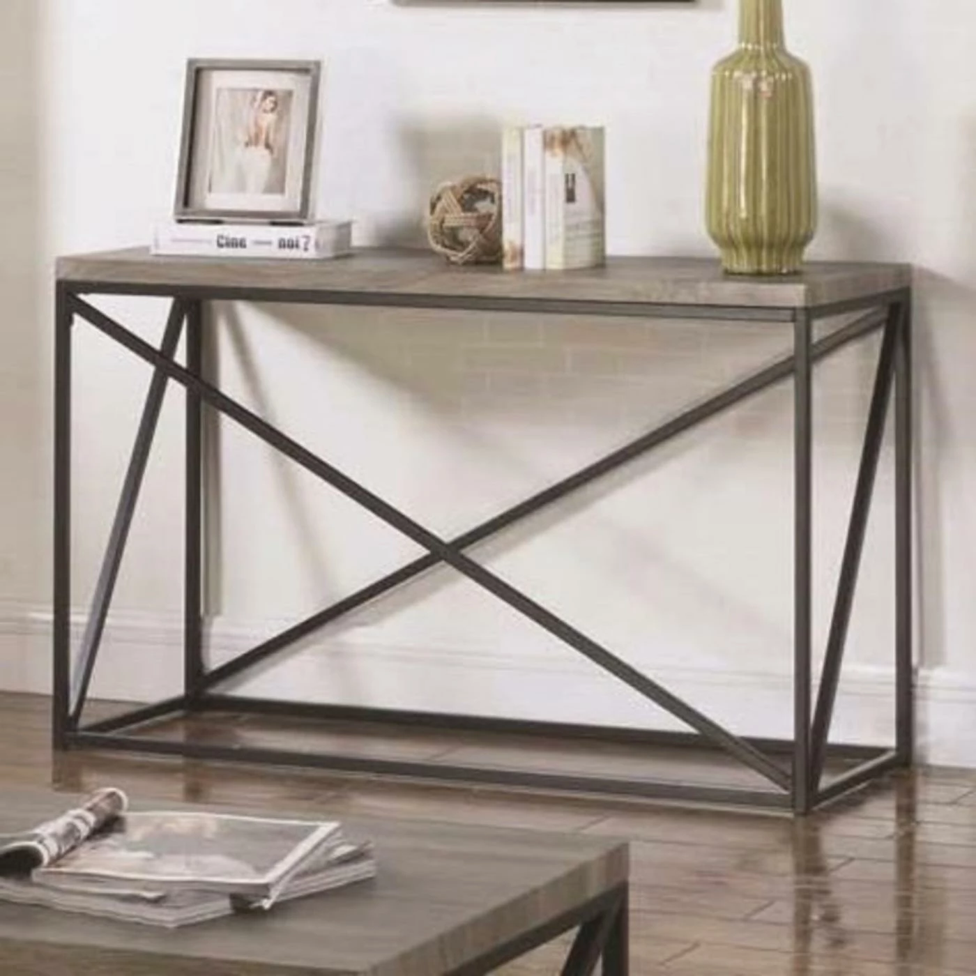 Brand new π Metal Benzara Industrial Style Minimal Sofa Table π - Image 2
