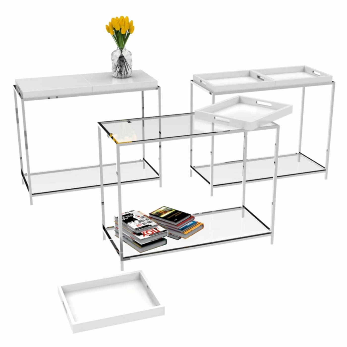 Deals โญ Metal Convenience Concepts Palm Beach Console Table - White ๐ 2 Deals โญ Metal Convenience Concepts Palm Beach Console Table - White ๐ - Image 2