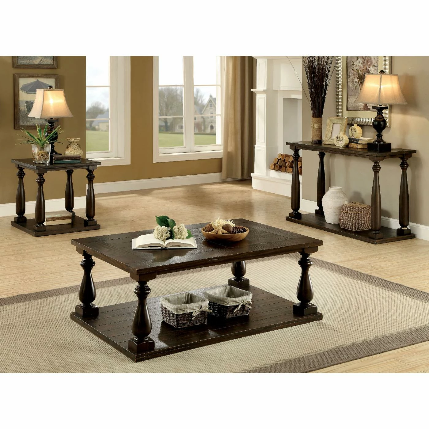 Best Pirce β€οΈ Wood Furniture Of America Shandy Transitional Style Turned Leg Sofa Table π₯ - Image 2