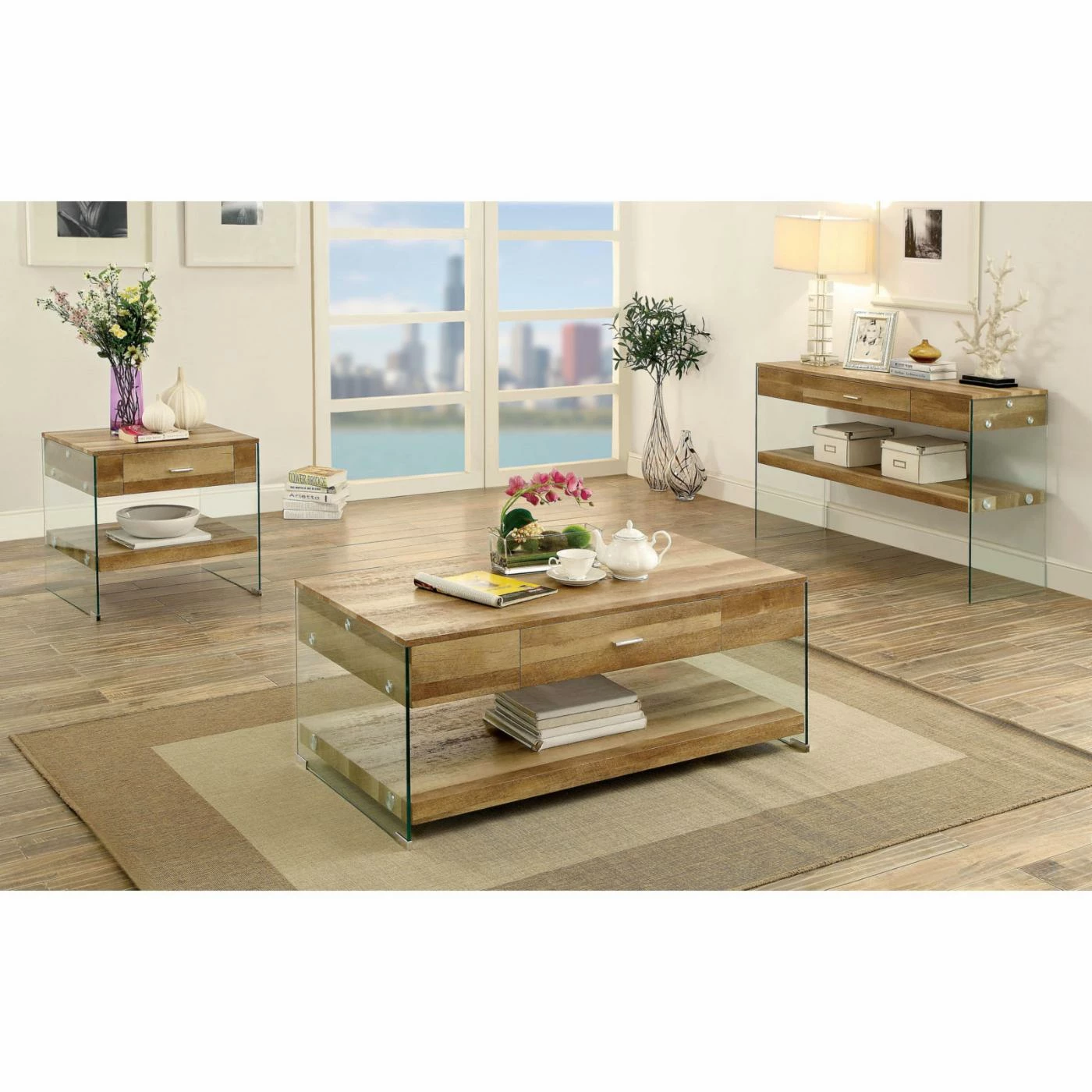 Deals π Glass Furniture Of America Harkins Contemporary Style Single Drawer Sofa Table π₯ - Image 2