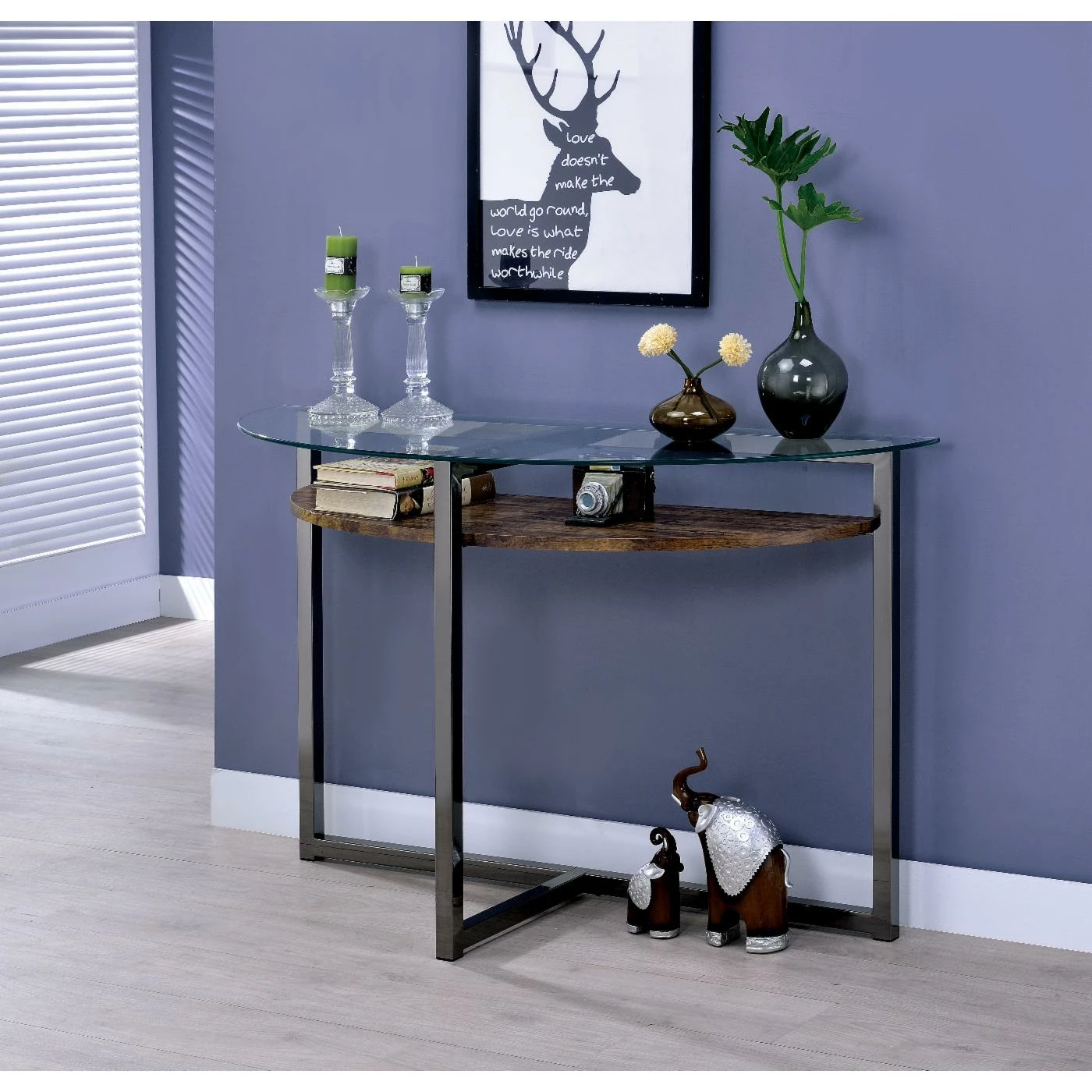 New 💯 Metal Furniture Of America Garding Black And Brown 1-Shelf Sofa Table 🌟 2 New 💯 Metal Furniture Of America Garding Black And Brown 1-Shelf Sofa Table 🌟 - Image 2