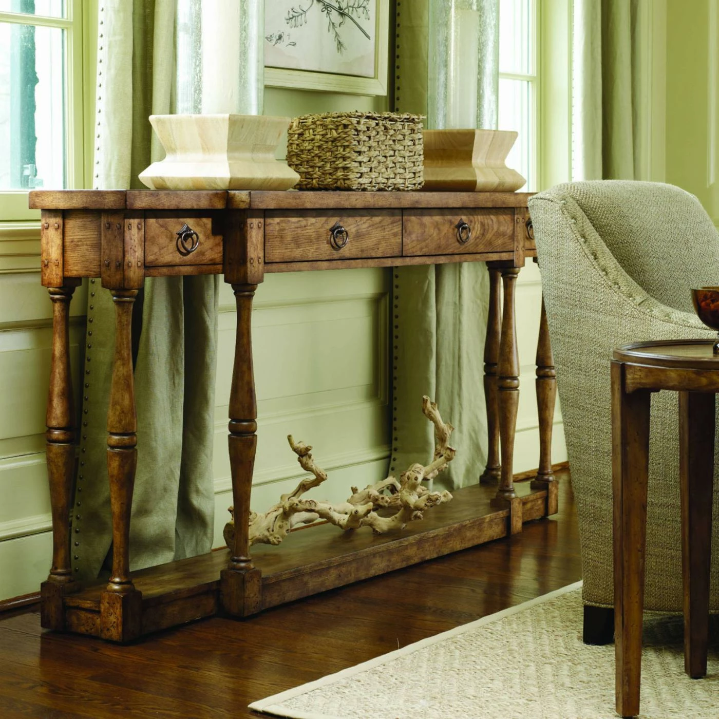Buy π Wood Hooker Furniture Sanctuary 4 Drawer Console Table π - Image 2