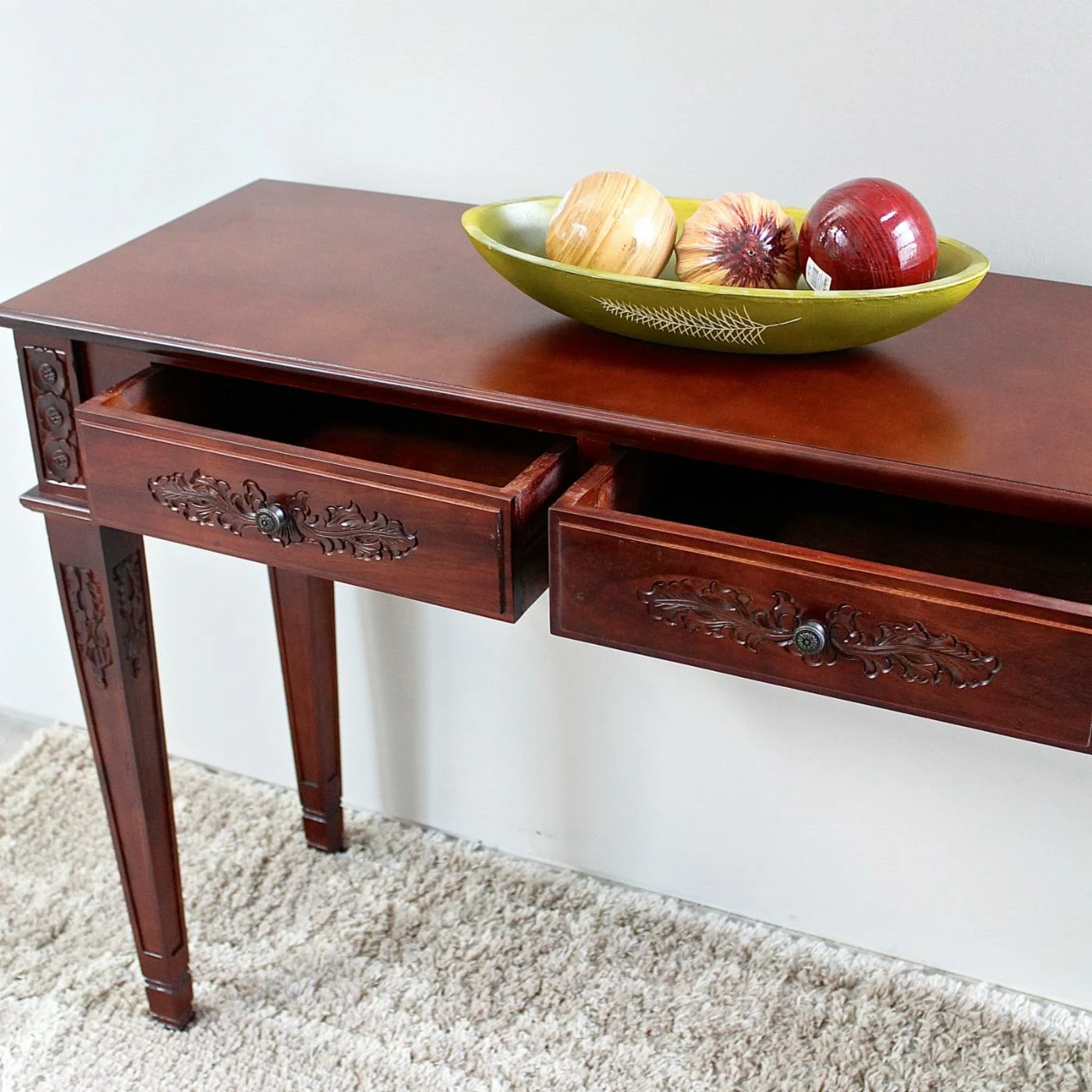 Promo π Wood International Caravan Windsor Hand Carved 2 Drawer Console Table π - Image 2