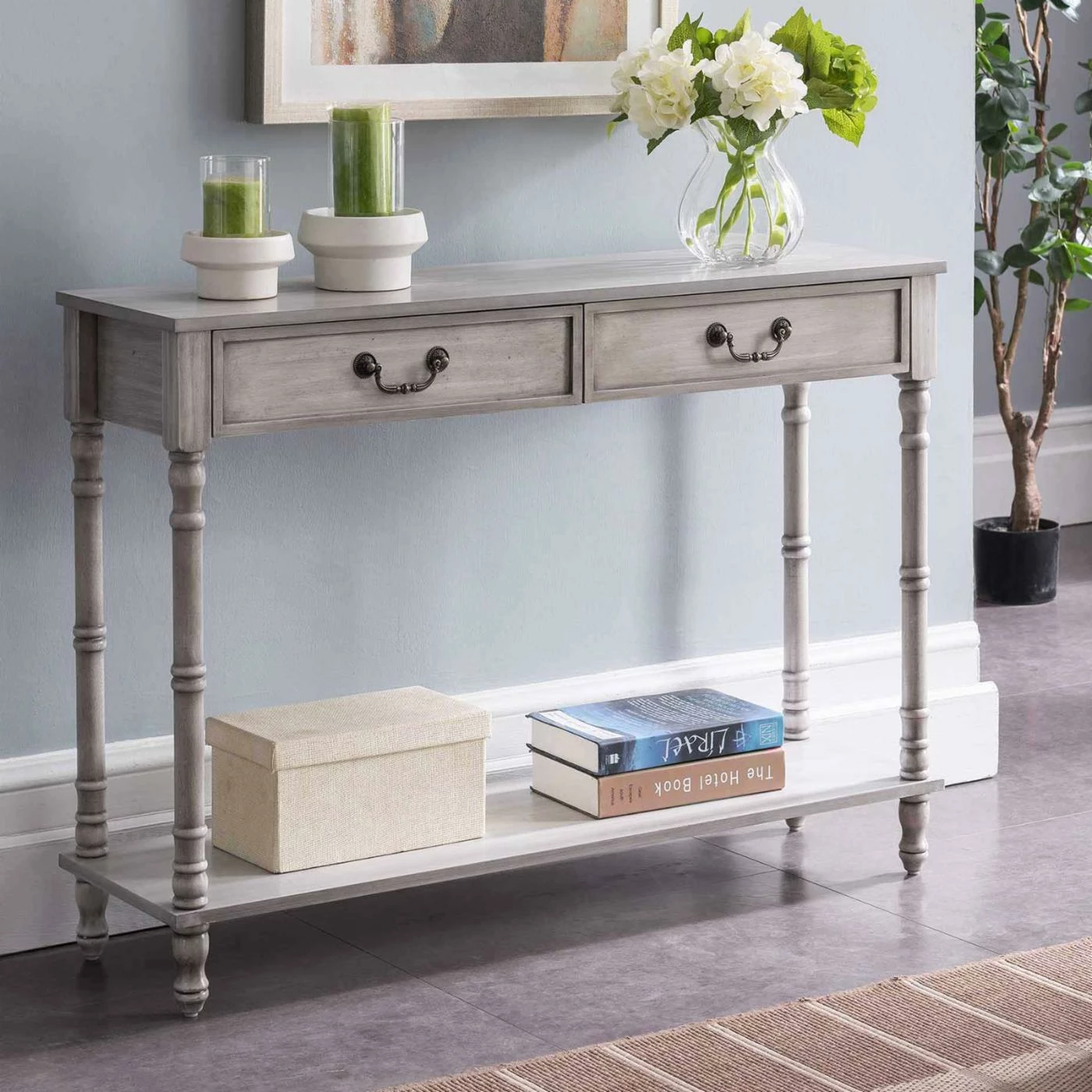 Best deal ๐งจ K&B Furniture Wood K&B Furniture Rustic 2 Drawer Console Table ๐ - Image 2