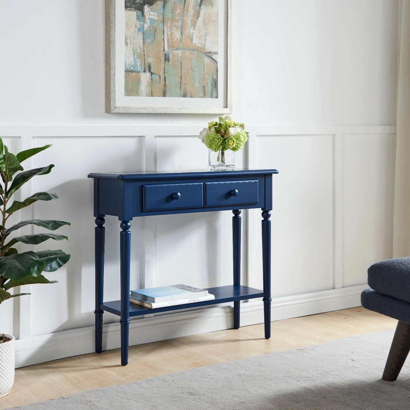Cheapest β Wood Leick Home Coastal Hall Console Table With Drawer Storage, Navy Blue π - Image 2