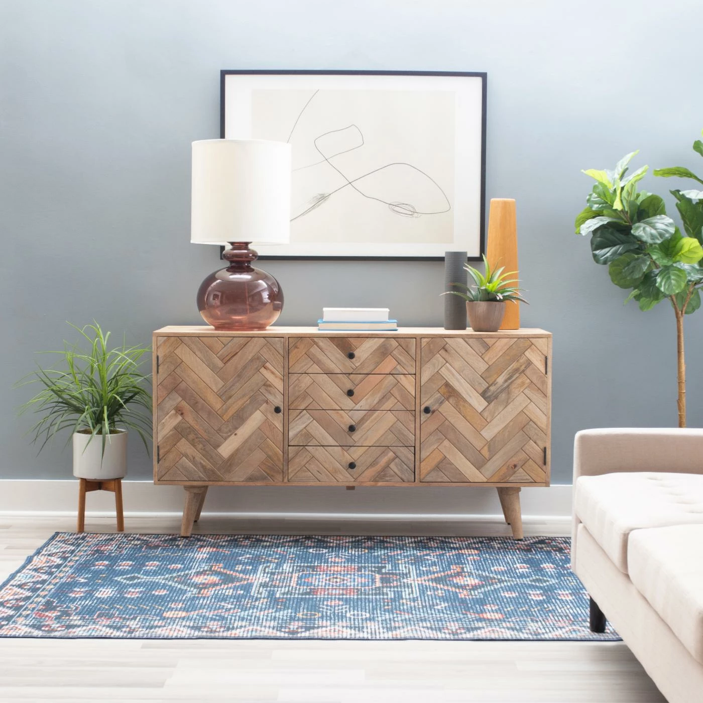 Cheap ๐ Wood Powell Darya 2-Door 3-Drawer Console - Natural ๐ - Image 2