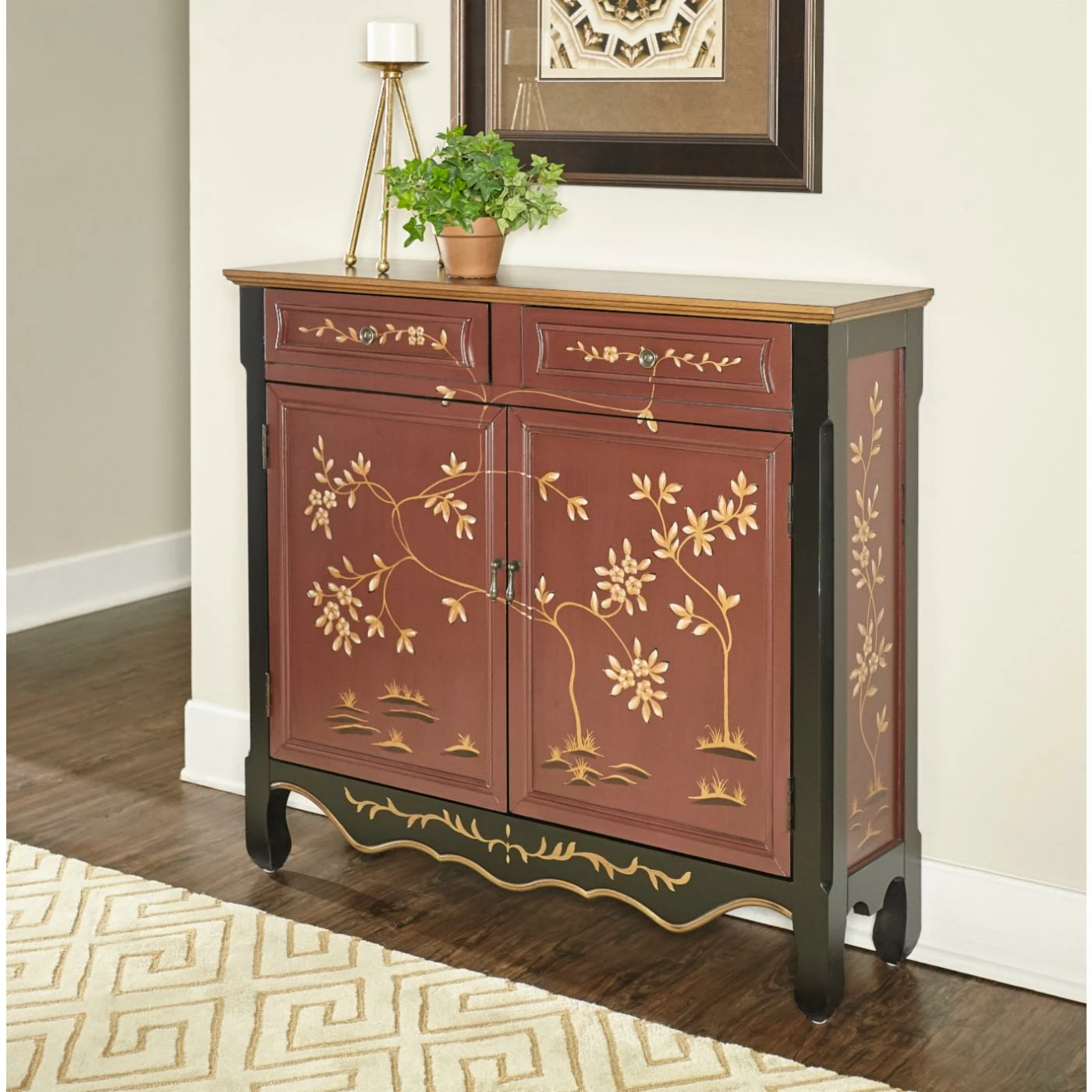 Best Pirce ๐งจ Wood Powell Cillian Console - Red Oriental ๐ - Image 2