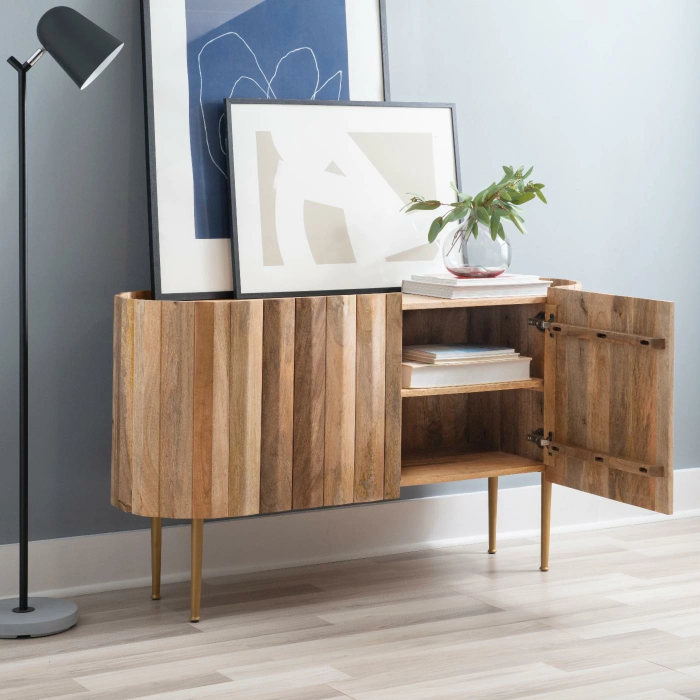 Buy π― Metal Powell Aubrielle 2-Door Console - Natural With Gold Accents π - Image 2