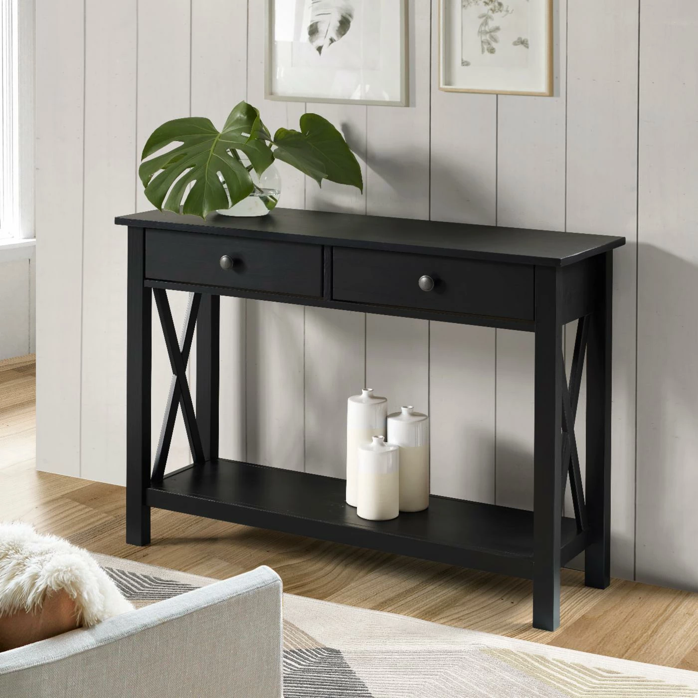 Best deal π Wood Linon Davis 2-Drawer Console Table - Black π - Image 2